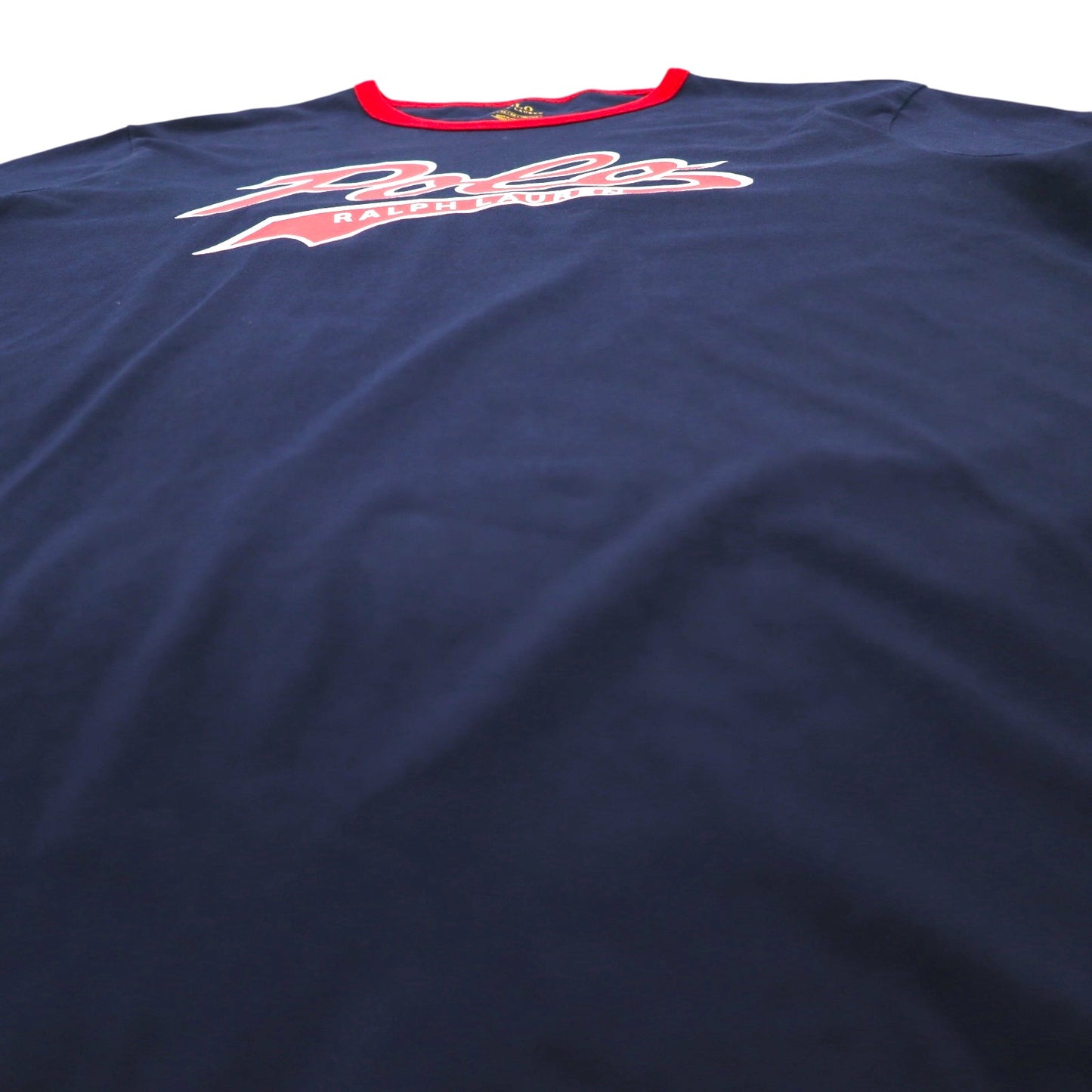POLO RALPH LAUREN Ringer Neck Baseball Print T-Shirt XL Navy Novelty Polo Swoosh Tee