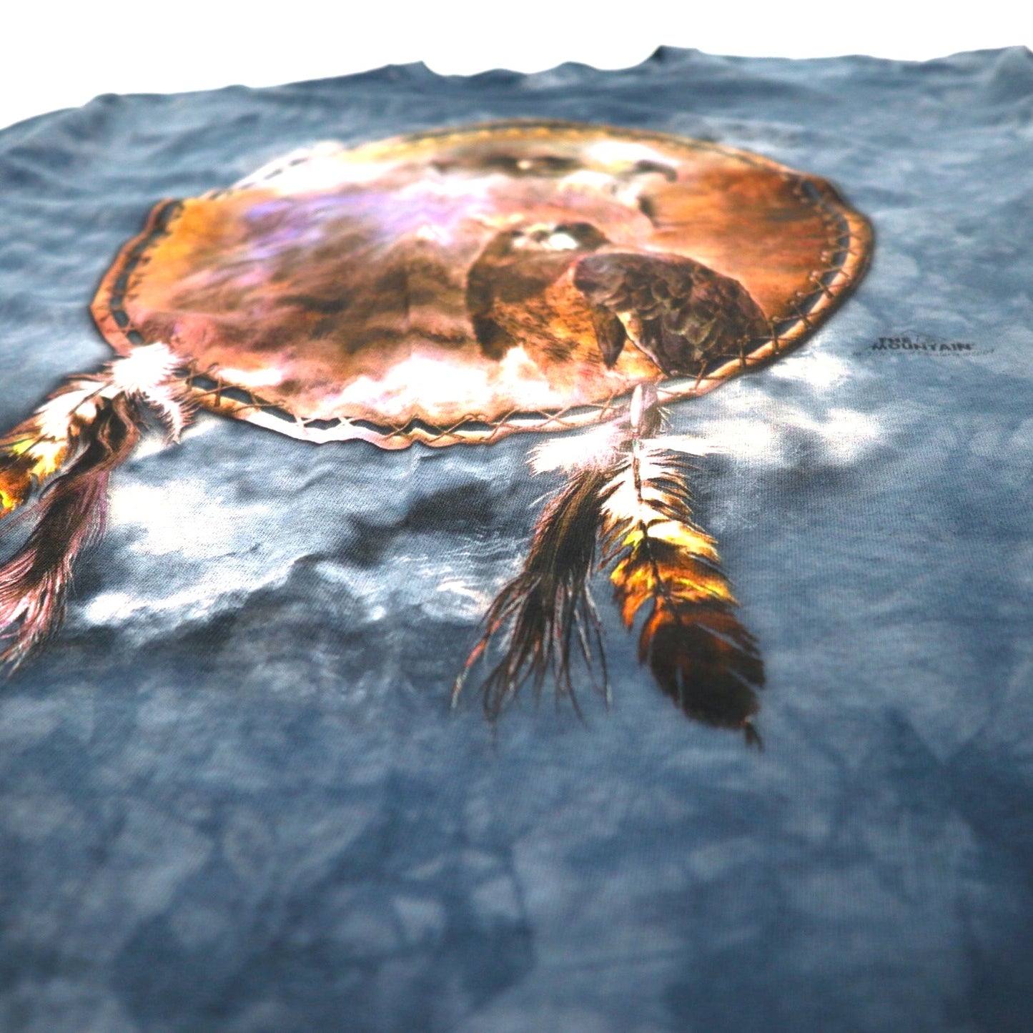 THE MOUNTAIN USA Made Tie-dye T-shirt XL Navy Animal Print Eagle Dreamcatcher