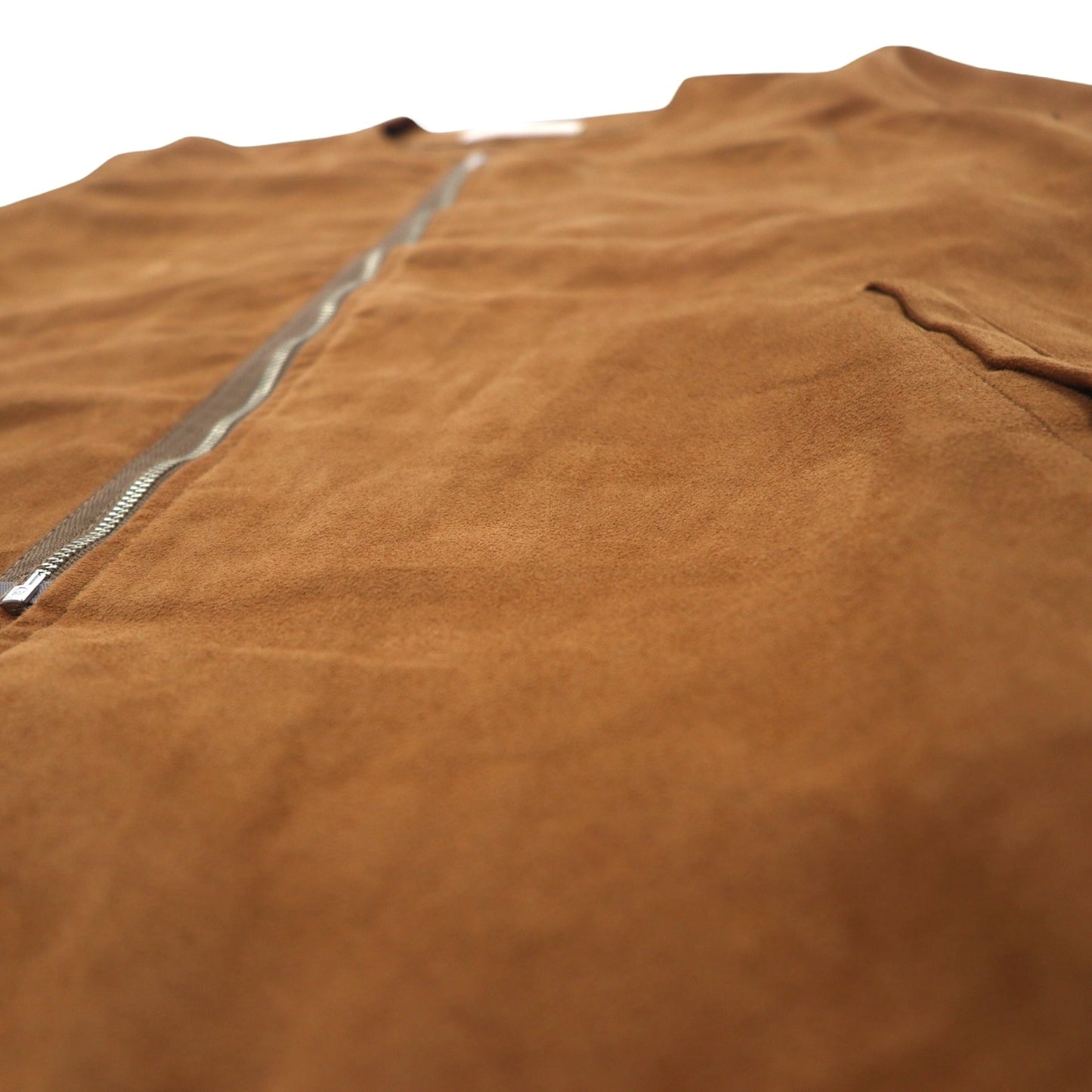 Kelen フェイクスエード ノーカラー ジャケット L ブラウン FAKE SUEDE NO COLLAR ZIP UP SHIRT TAUPO KL16WSH74 日本製