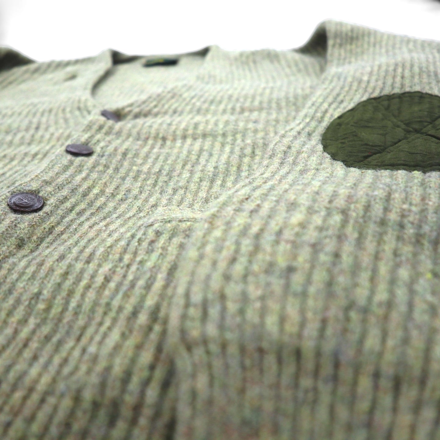 McGREGOR 80年代 ヴィンテージ リブ編み Vネック ニット カーディガン L ウール 羊毛 エルボーパッチ ハンドウォーマー ポケット