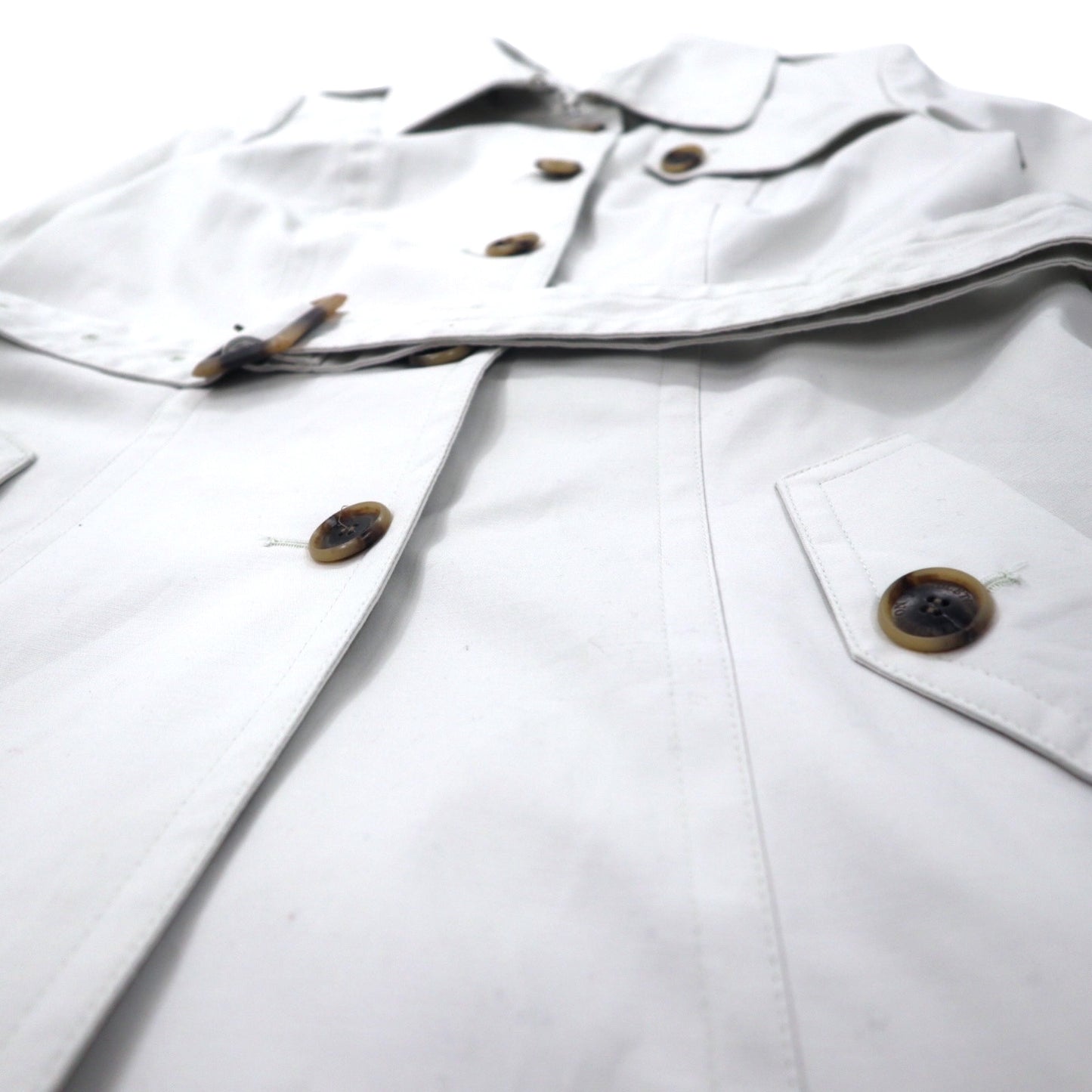 PENDLETON Trench Coat Size 10 White Cotton Belted