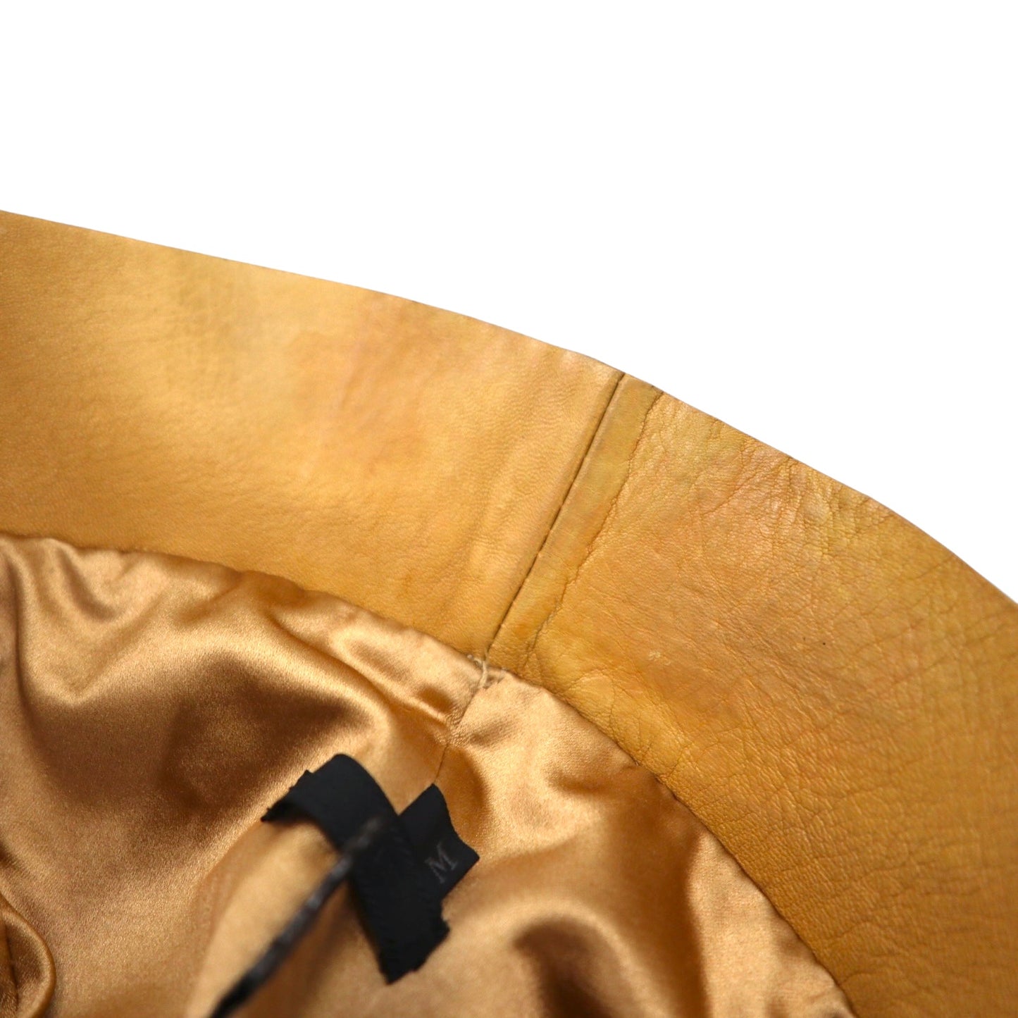 PRADA イタリア製 ラムスキン パンチングレザー バケットハット M ベージュ 羊革