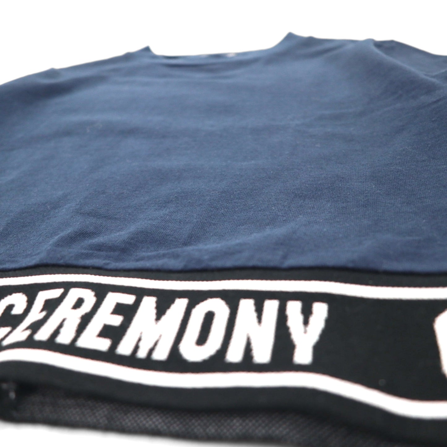 OPENING CEREMONY Ribbed Logo Cropped T-Shirt, Size Small, Navy, Cotton, Made in Japan