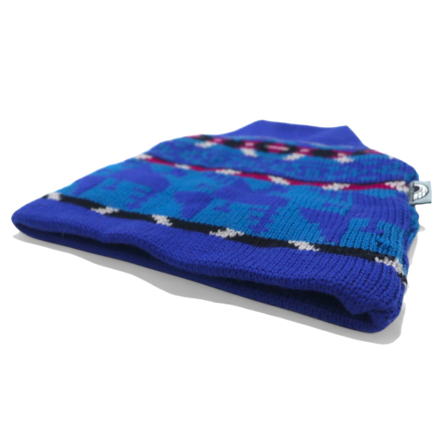 90s USA made IGLOOS Nordic pattern knitted hat beanie blue wool