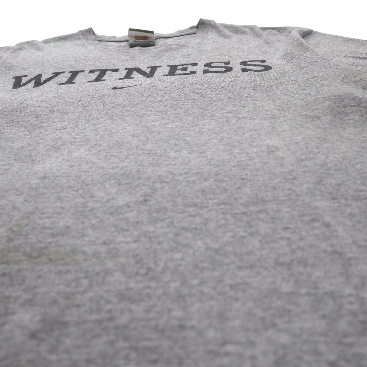 NIKE 00s TEAM TAG WITNESS T-SHIRT L GRAY COTTON CENTER SWOOSH MADE IN MEXICO
