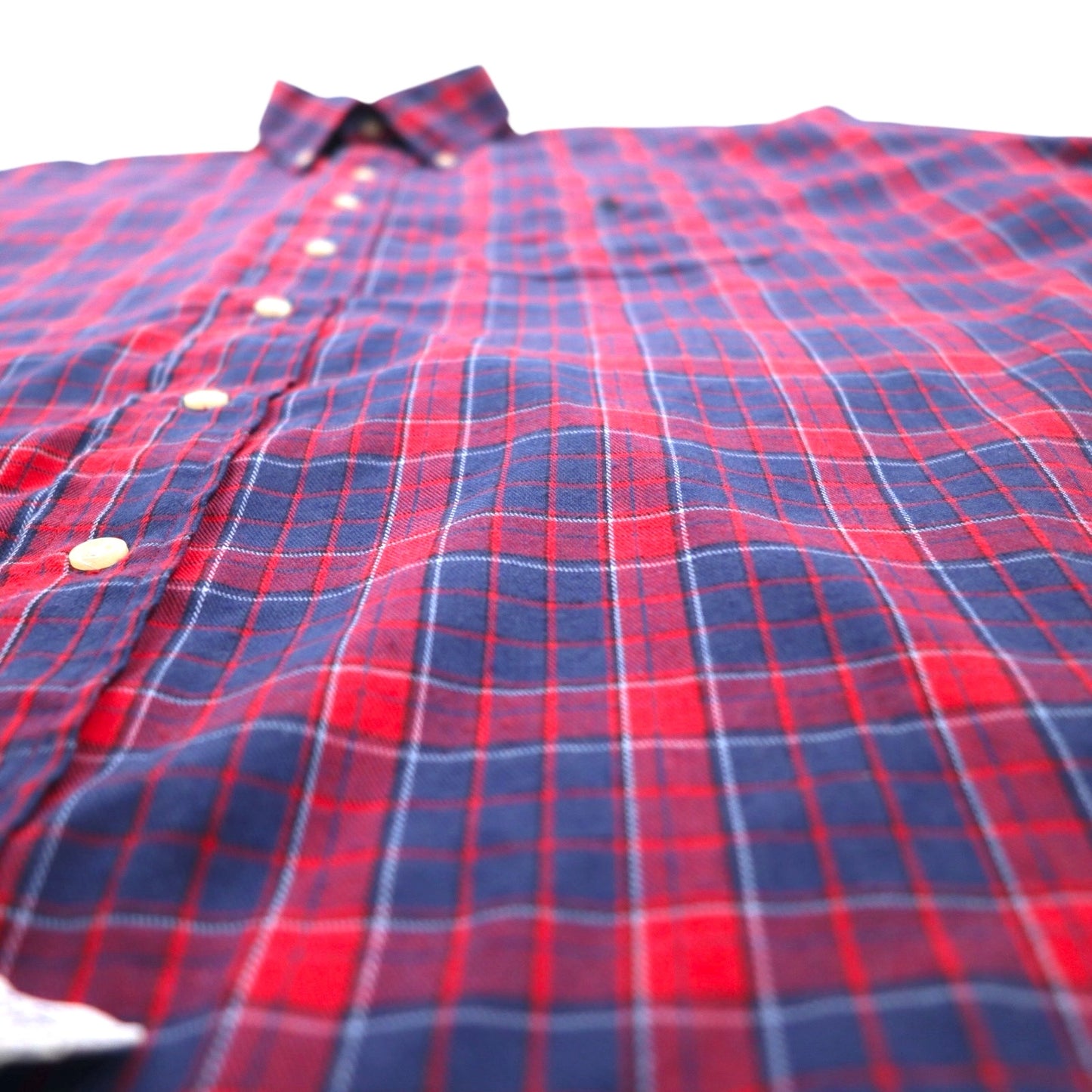 Polo by Ralph Lauren 90s Oversized Short Sleeve Button-Down Shirt, Size L, Red and Navy Check