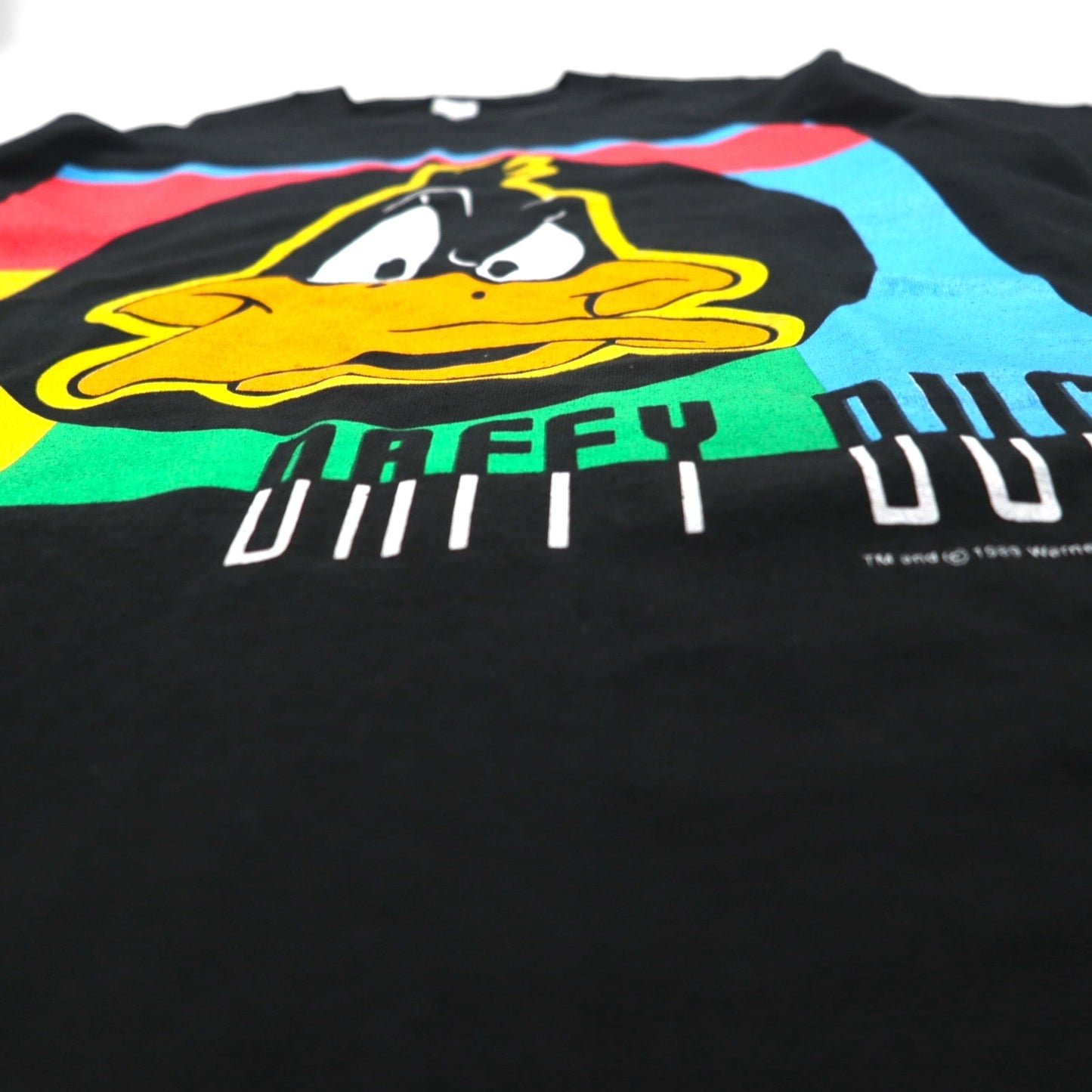 Warner Bros. 80年代 USA製 DAFFY DUCK シングルステッチ Tシャツ L ブラック キャラクタープリント