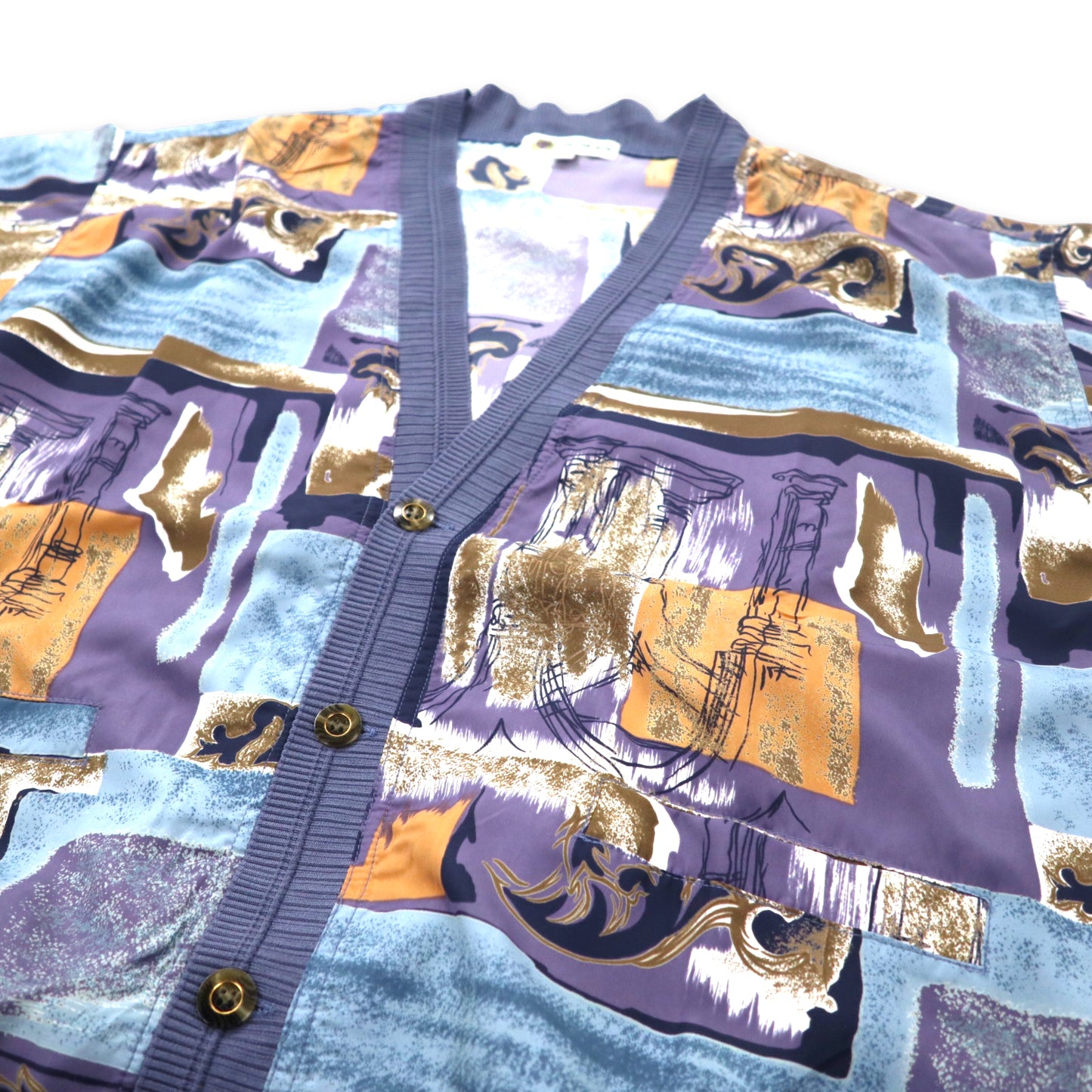 BRINGEN レトロ カーディガン L マルチカラー 総柄 プリント ポリエステル