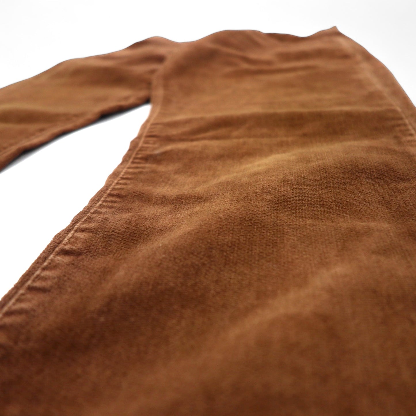 Levi's Made in Italy 90s Velour Bootcut Flare Pants Size 29 Brown Cotton White Tab Small e Zipper Fly Button Back I13 525-6328