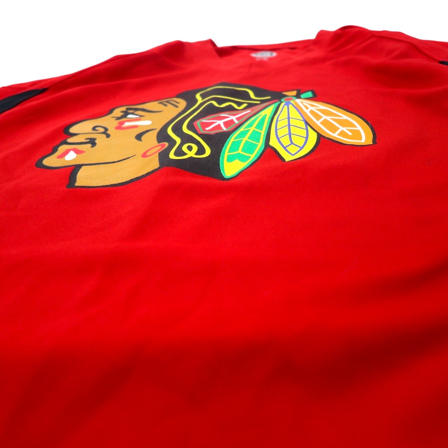 NHL Hockey Shirt Jersey M Red Polyester Numbering Chicago Blackhawks Indian Print Big Size