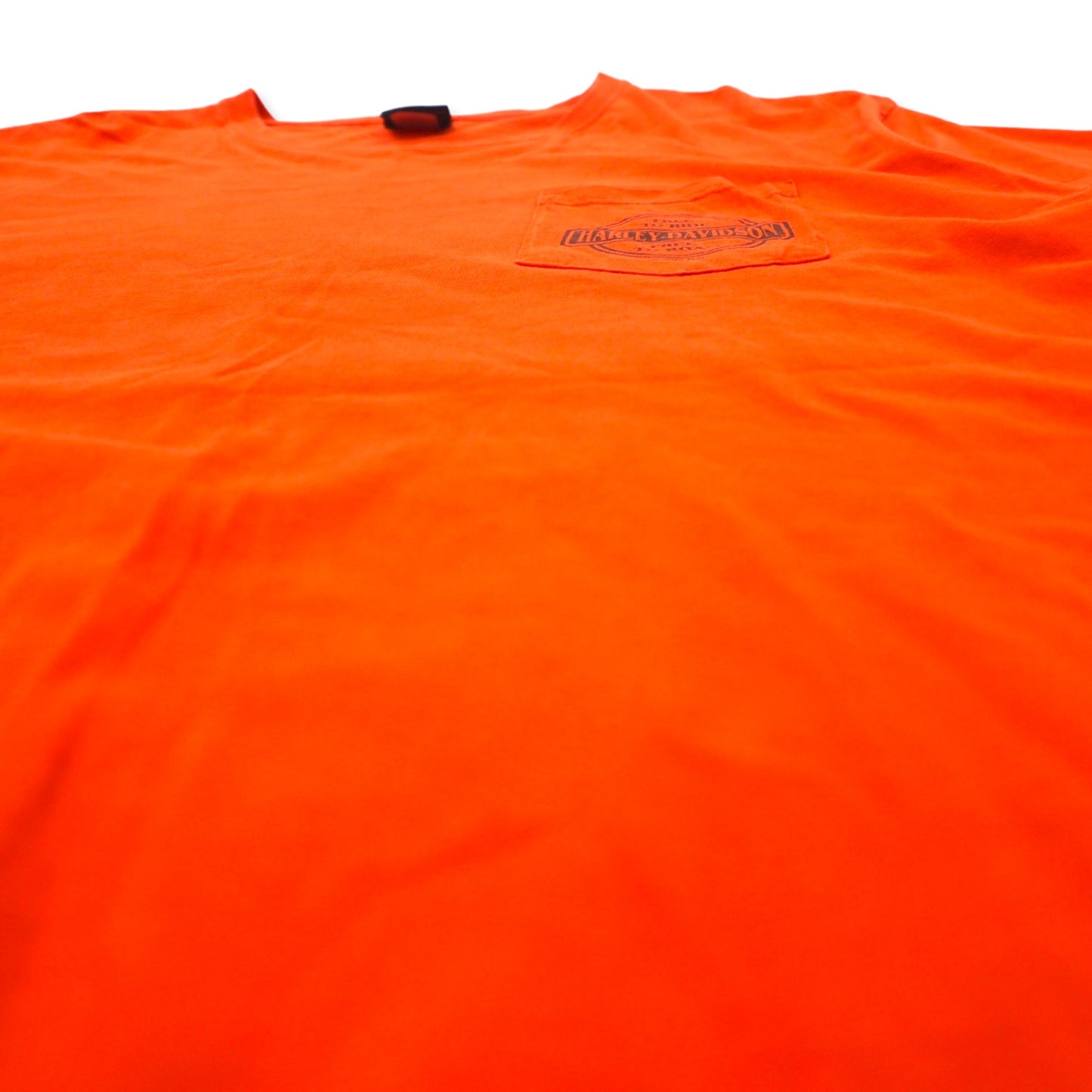 HARLEY DAVIDSON ロゴプリント Tシャツ ポケT 2XL オレンジ コットン FORT WAYNE, INDIANA ビッグサイズ