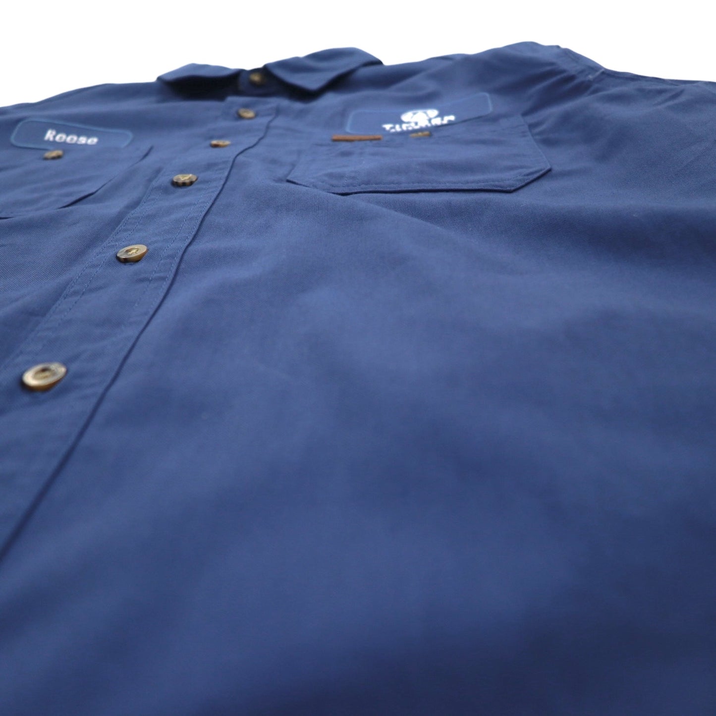 Carhartt Short Sleeve Work Shirt L Navy Chest Pocket US Company Embroidery TIMBER AUTOMATION 384-19