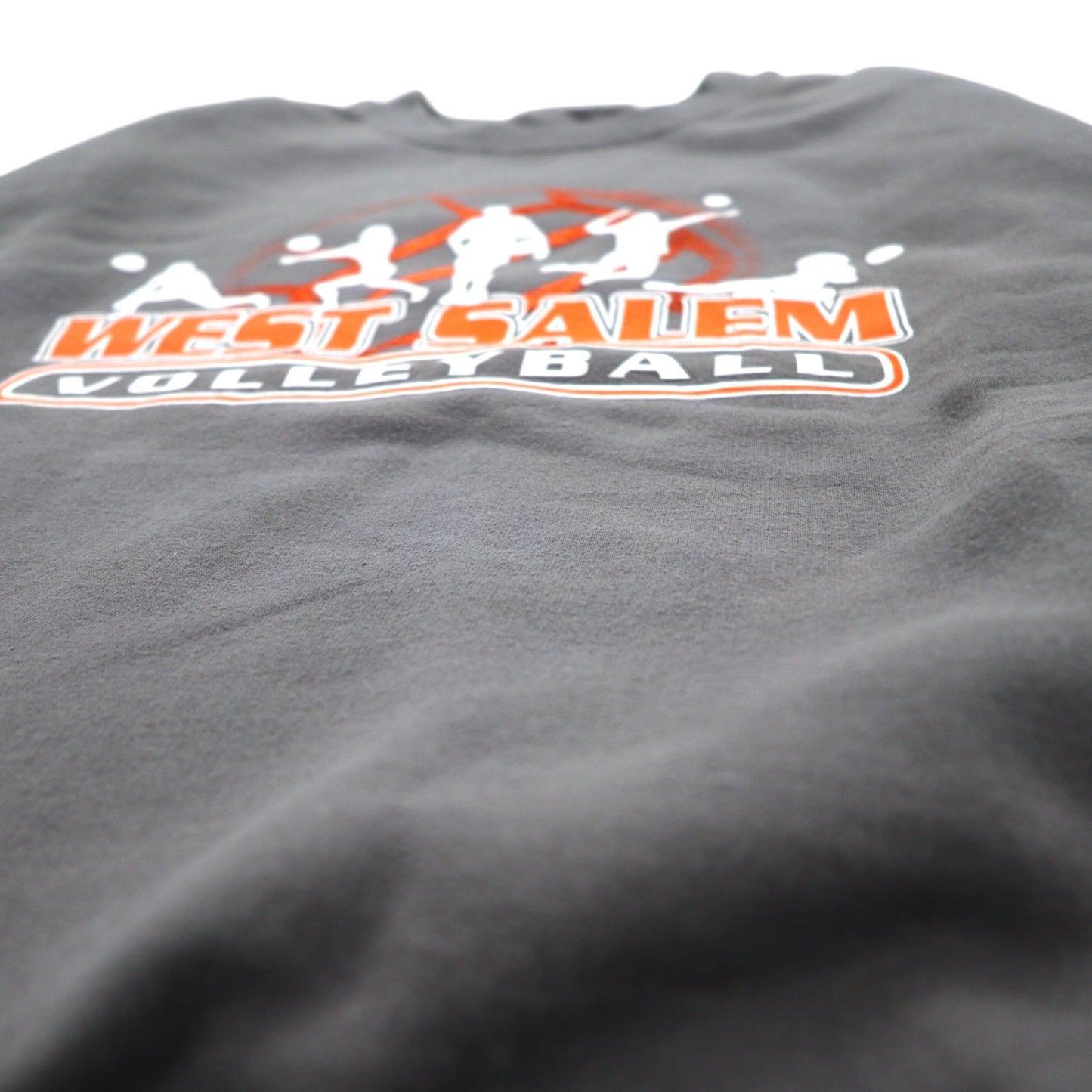 GILDAN クルーネック スウェット S グレー プリント 裏起毛 WEST SALEM VOLLEYBALL