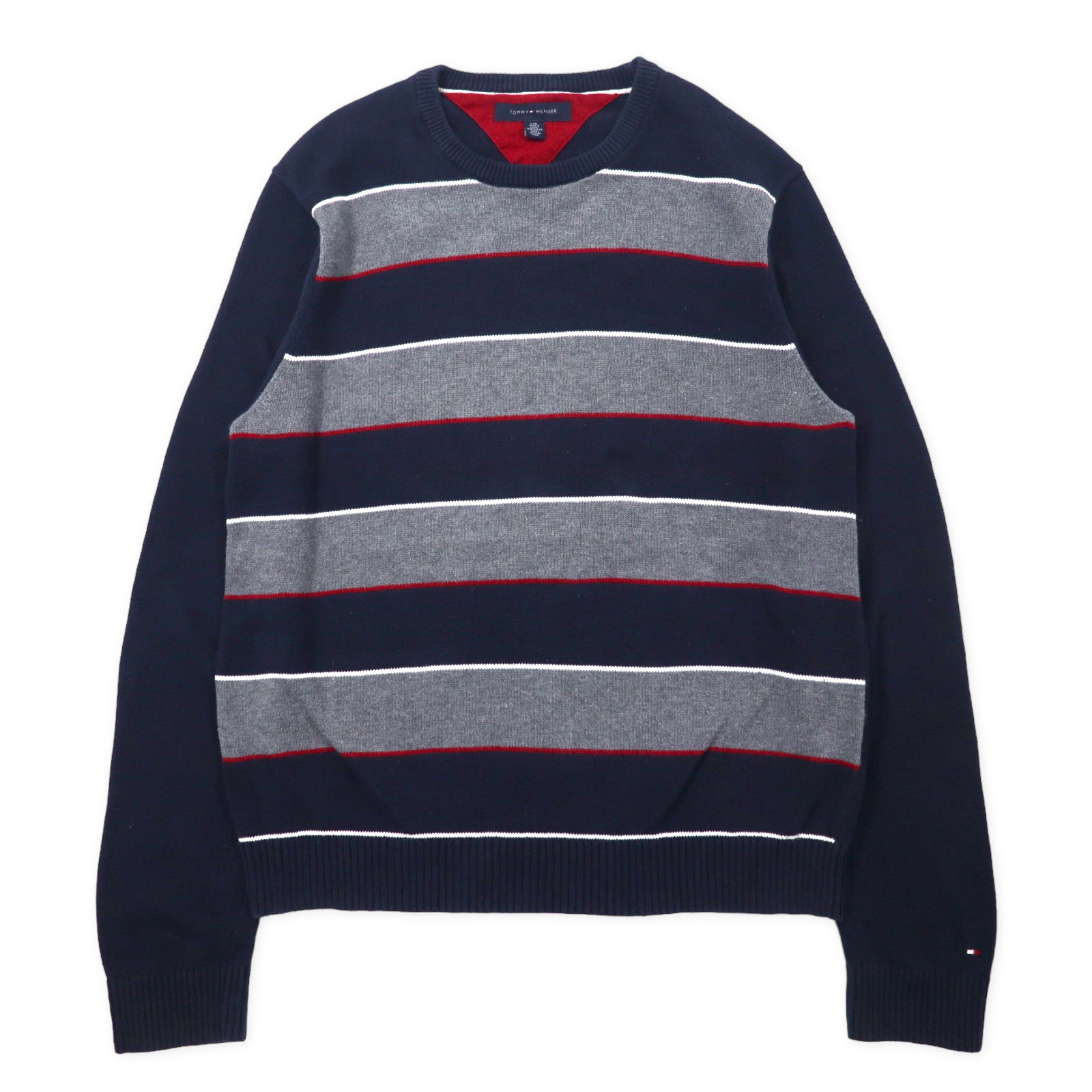 TOMMY HILFIGER クルーネック ボーダーニット セーター L ネイビー