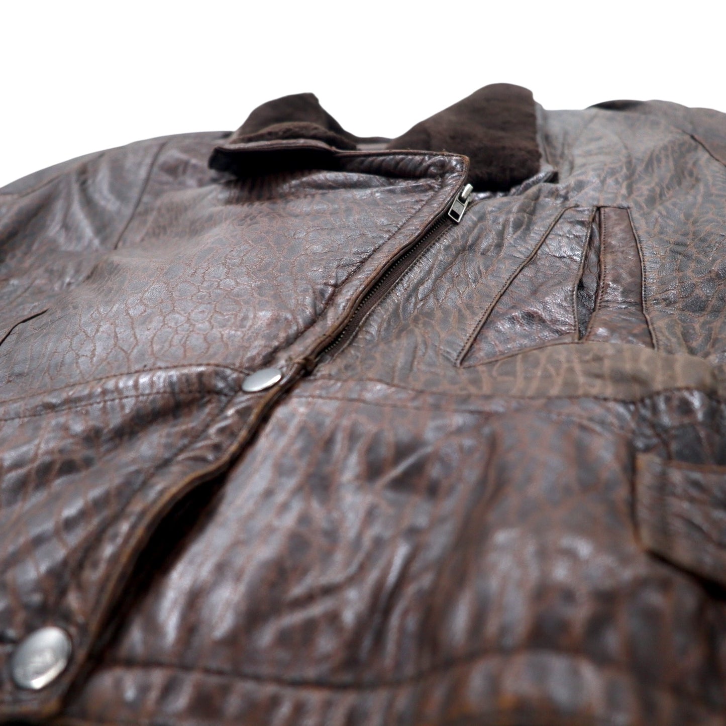 marc buchanan pelle pelle shawl collar leather jacket L brown leather boa collar epaulettes