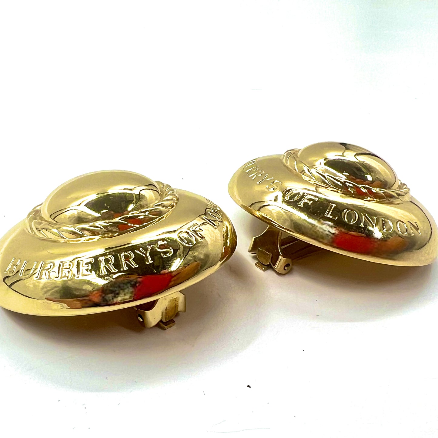 Burberrys earrings gold round vintage old