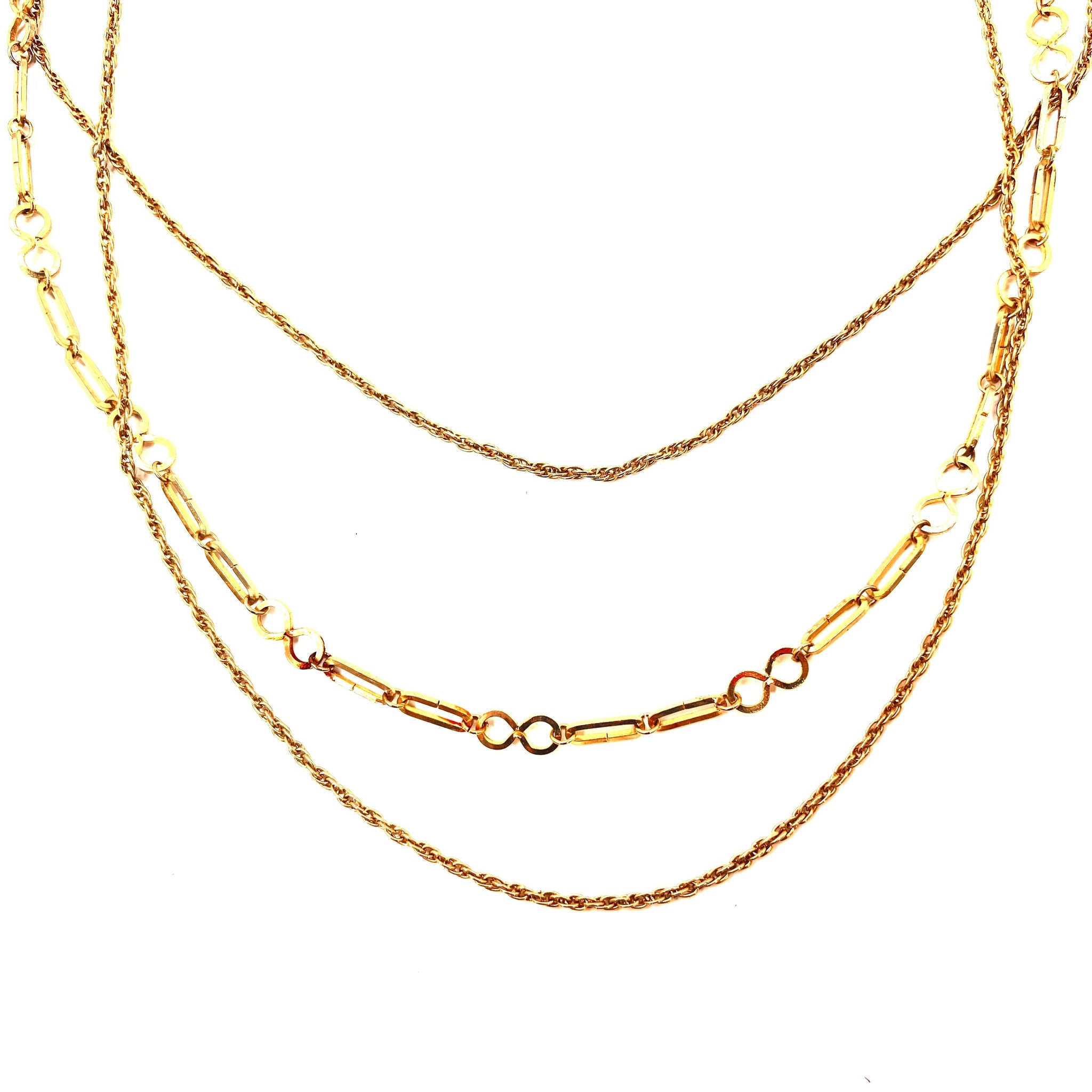 Vintage Gold Chain Necklaces 3連 ゴールドチェーン ネックレス 73cm