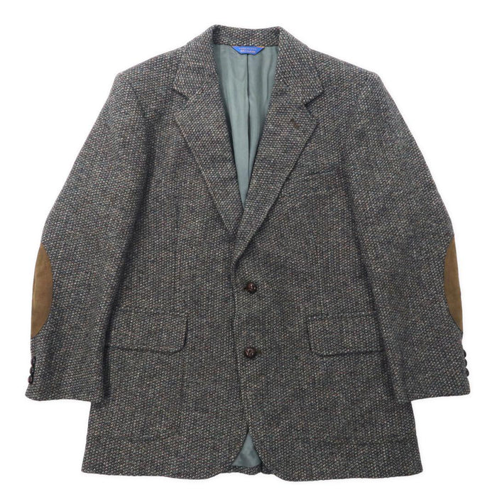 USA製 80年代 PENDLETON 2Bツイードジャケット 40 グレー ウール レザーエルボーパッチ