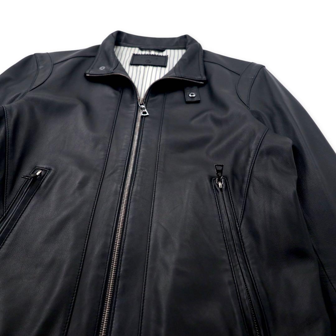 EDIFICE シングル ライダースジャケット ラムレザージャケット 38 ブラック 羊革 ダブルジップ