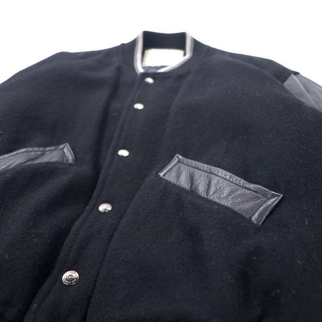 Scoop Collection 袖レザー スタジャン L ブラック ウール キルティングライナー バッグロゴ刺繍