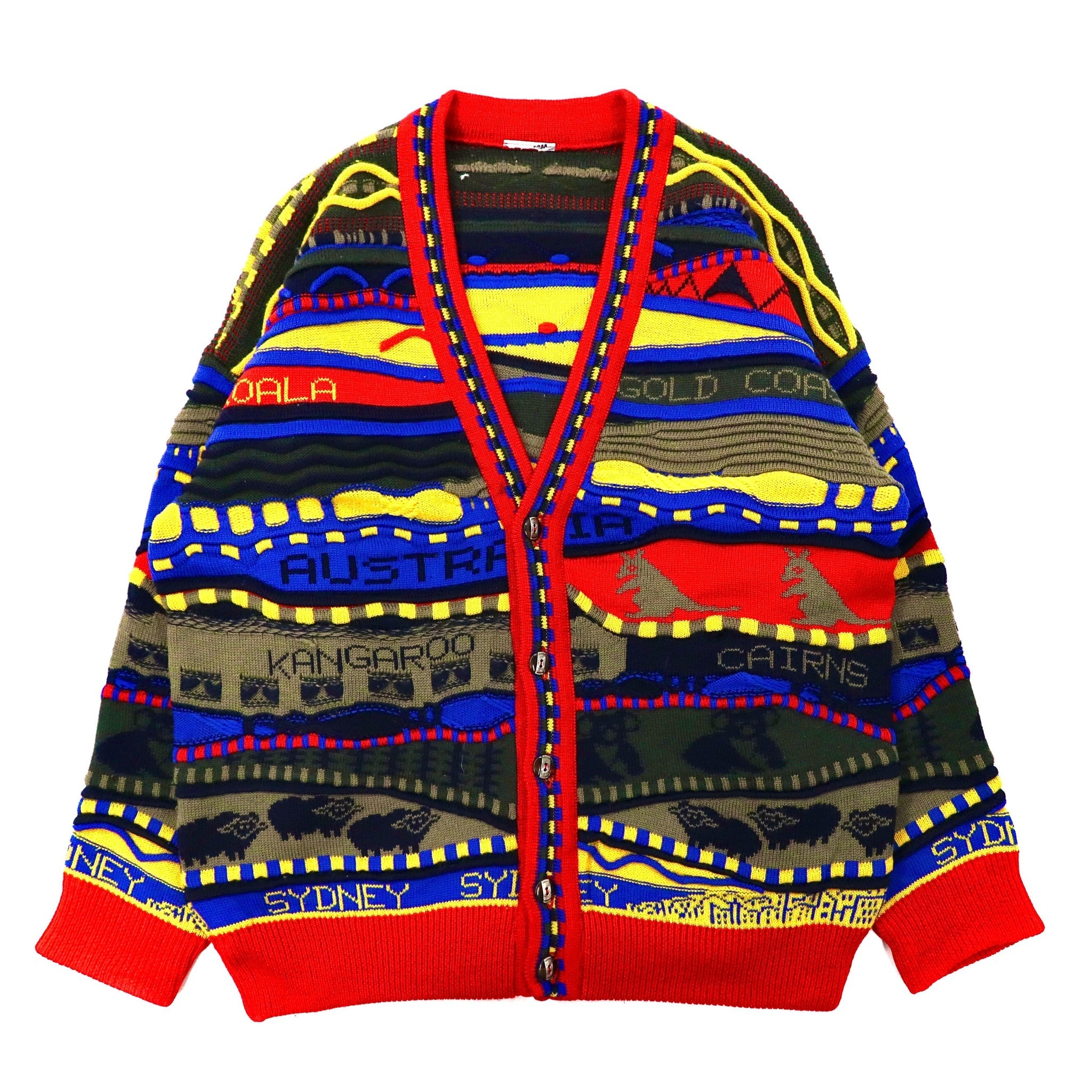 3D Knit Cardigan XXL Multicolor Wool Crazy Pattern Patterned 90s Australia  MADE – 日本然リトテ