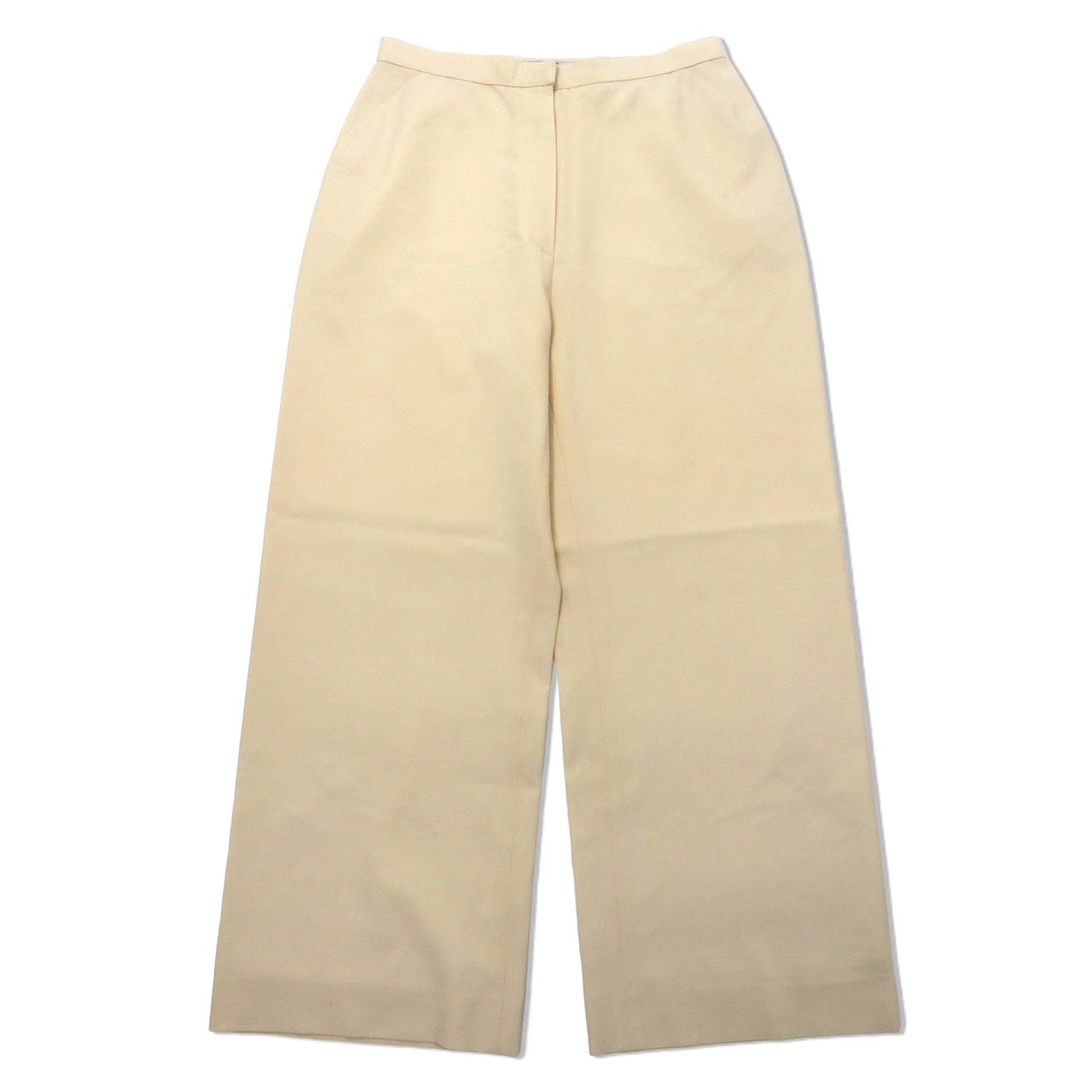 Salvatore Ferragamo Wide Slacks Pants 46 White Wool Vintage Italian Made