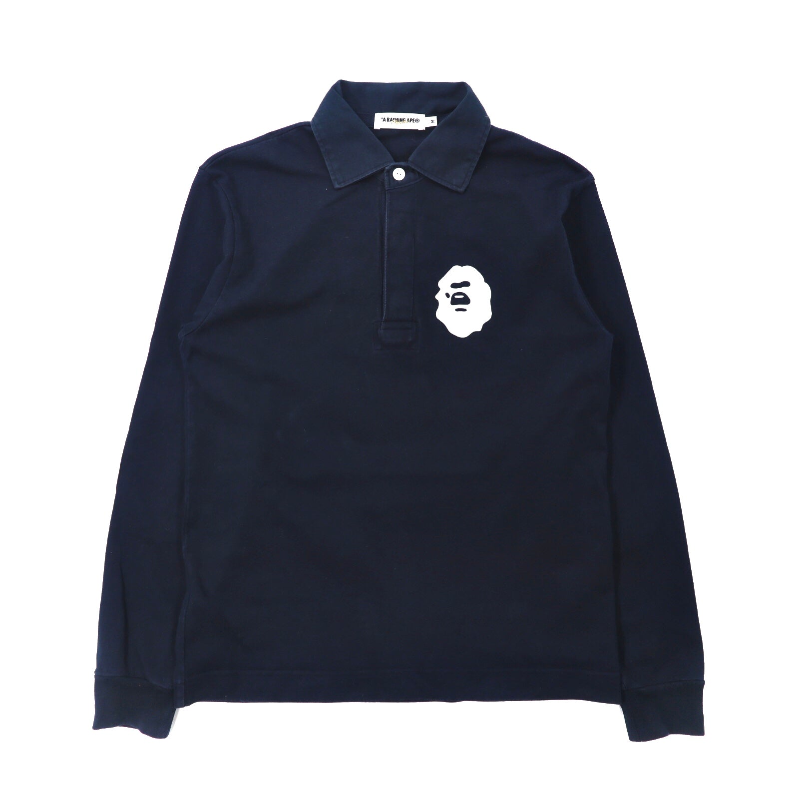 A Bating Ape Rugby shirt M Navy Cotton Logo Print – 日本然リトテ