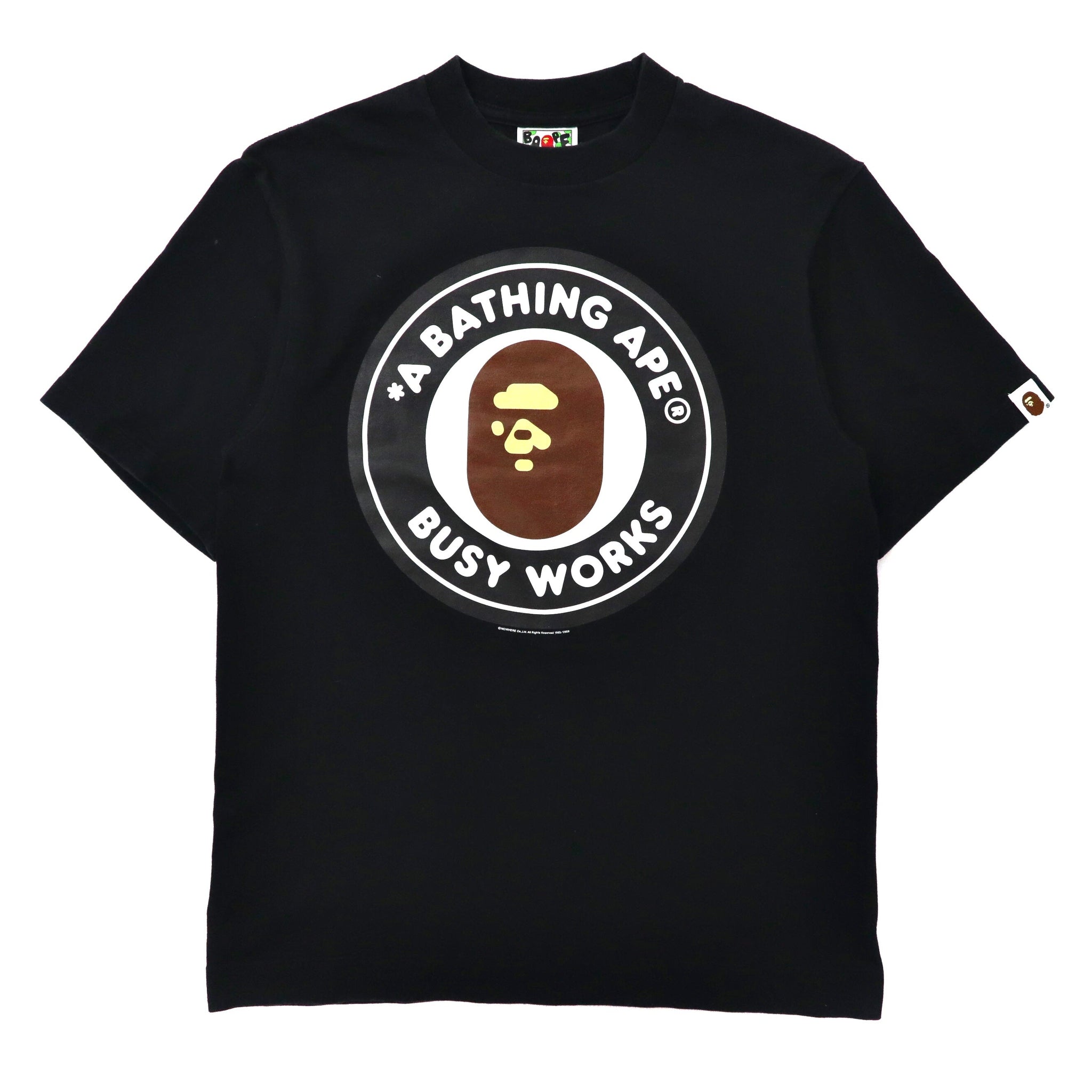 A BATHING APE Logo Print Tee T-Shirt S Black Cotton Japan MADE