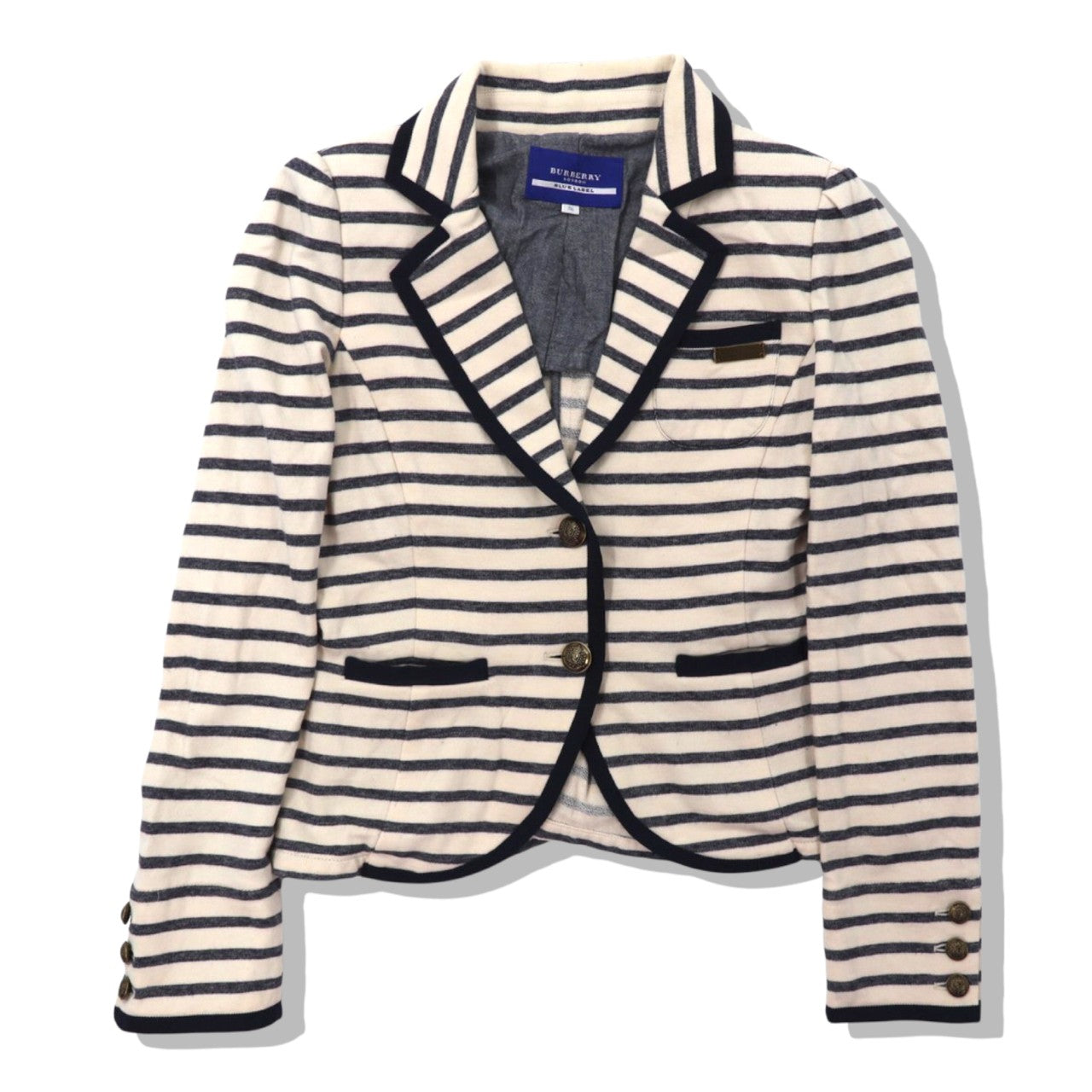 Burberry Blue Label School Jacket 36 White Striped Cotton – 日本然