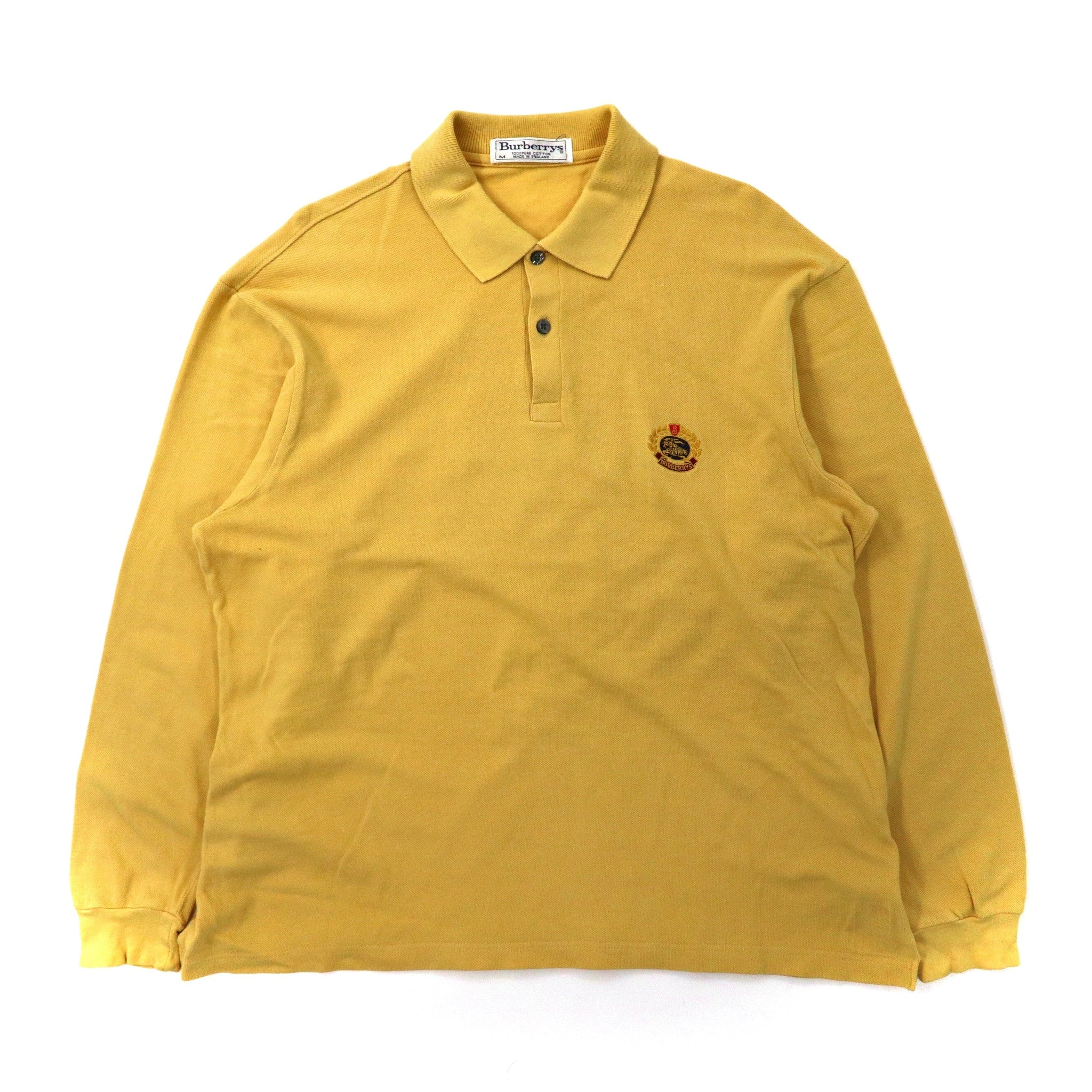 BURBERRYS Long Sleeve Polo Shirt M Yellow Logo Embroidery England