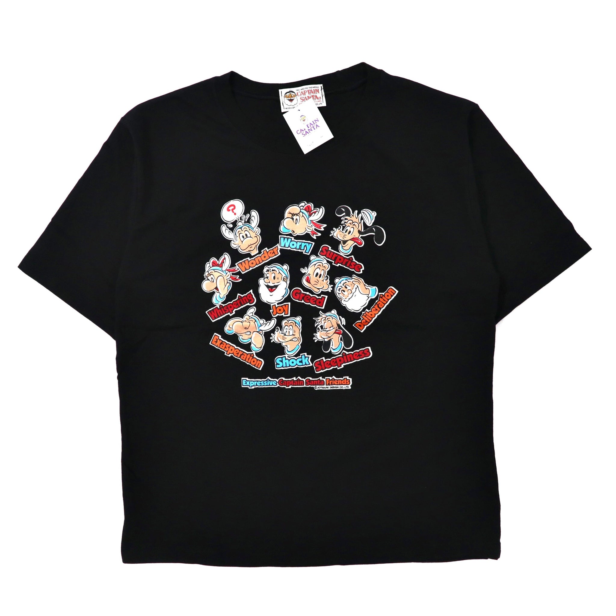 CAPTAIN SANTA キャラクタープリントTシャツ M ブラック コットン 90