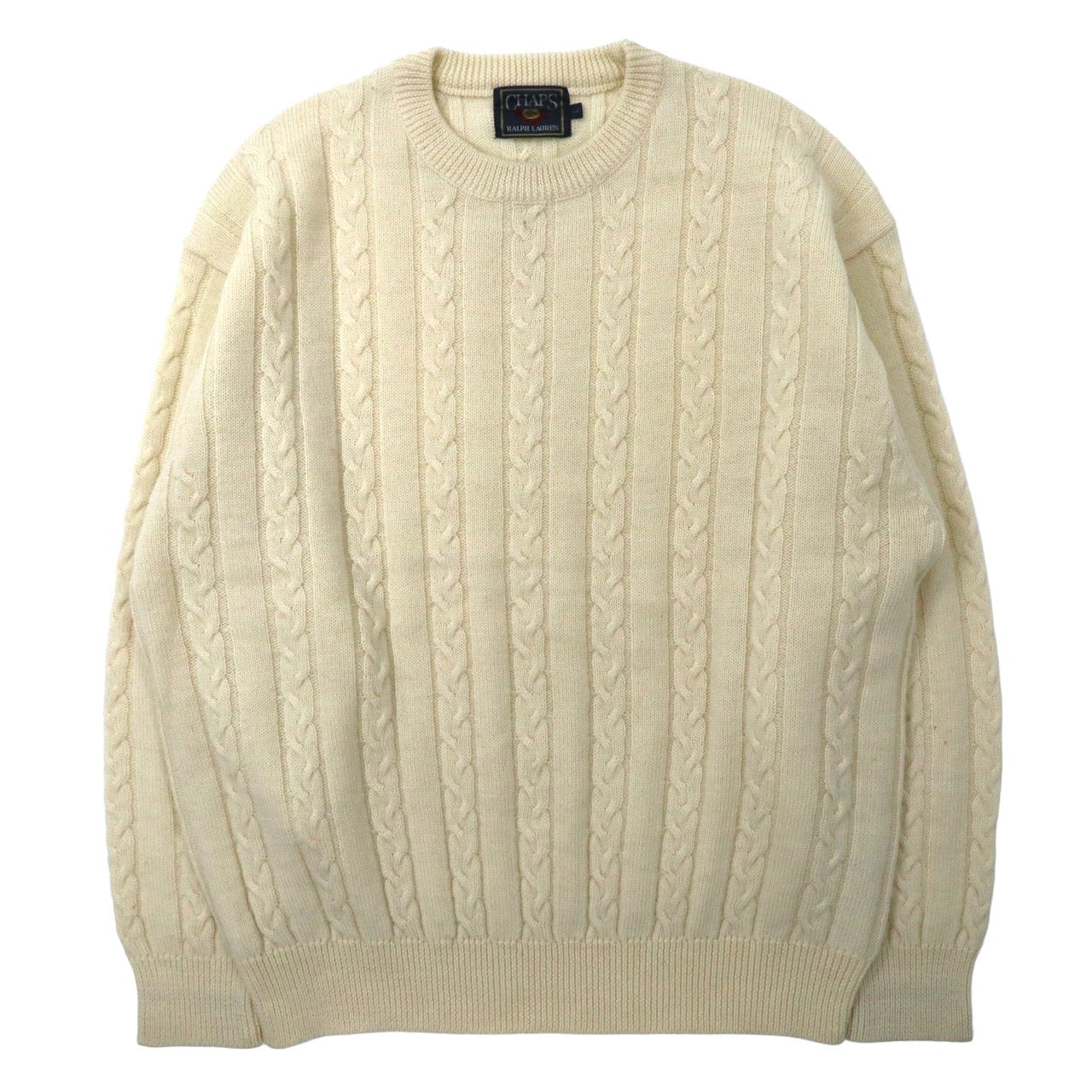 CHAPS RALPH LAUREN Big Size Alan Knit Sweater L White Wool Cable ...