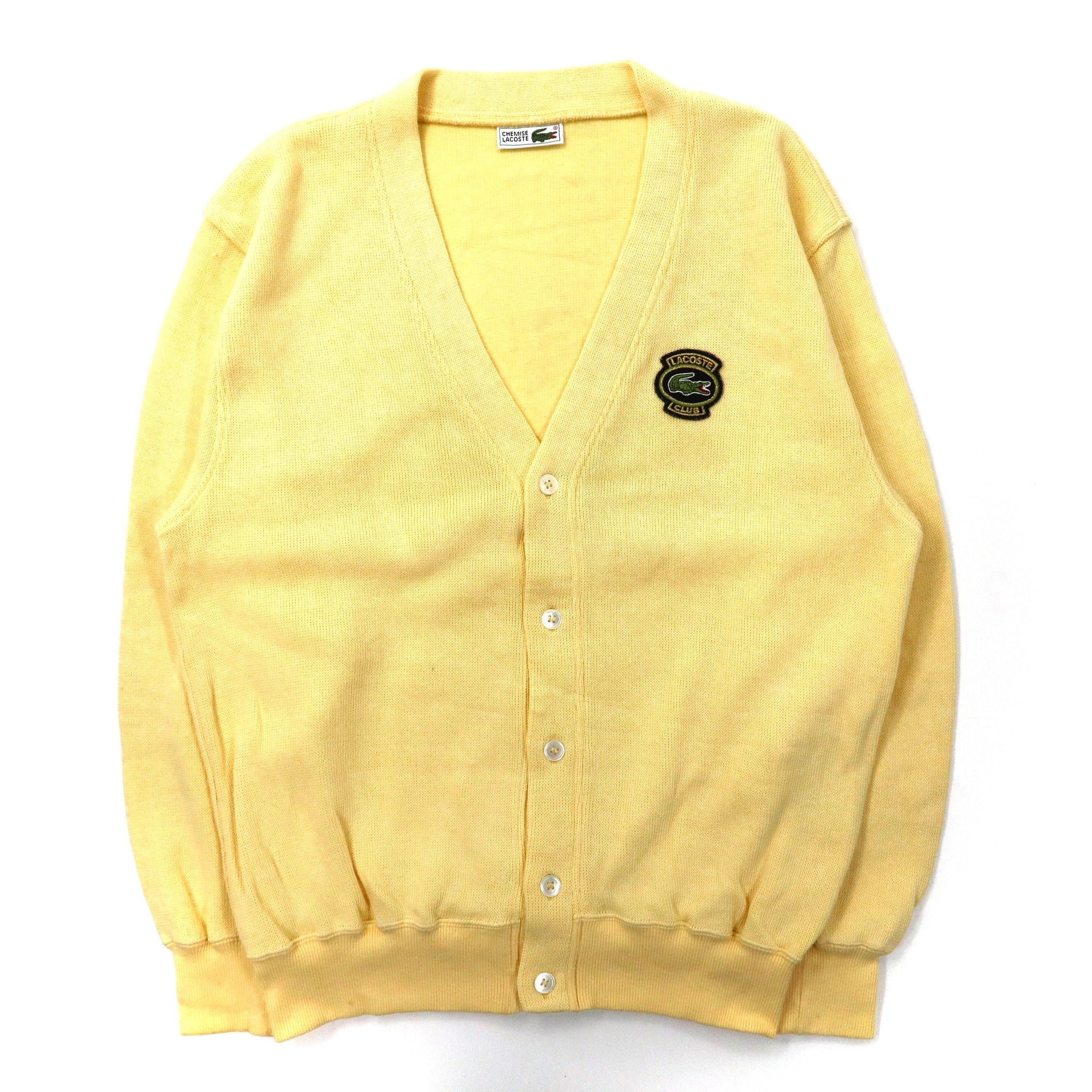 Chemise Lacoste Cardigan 5 Yellow Cotton Logo Patch 90s Japan