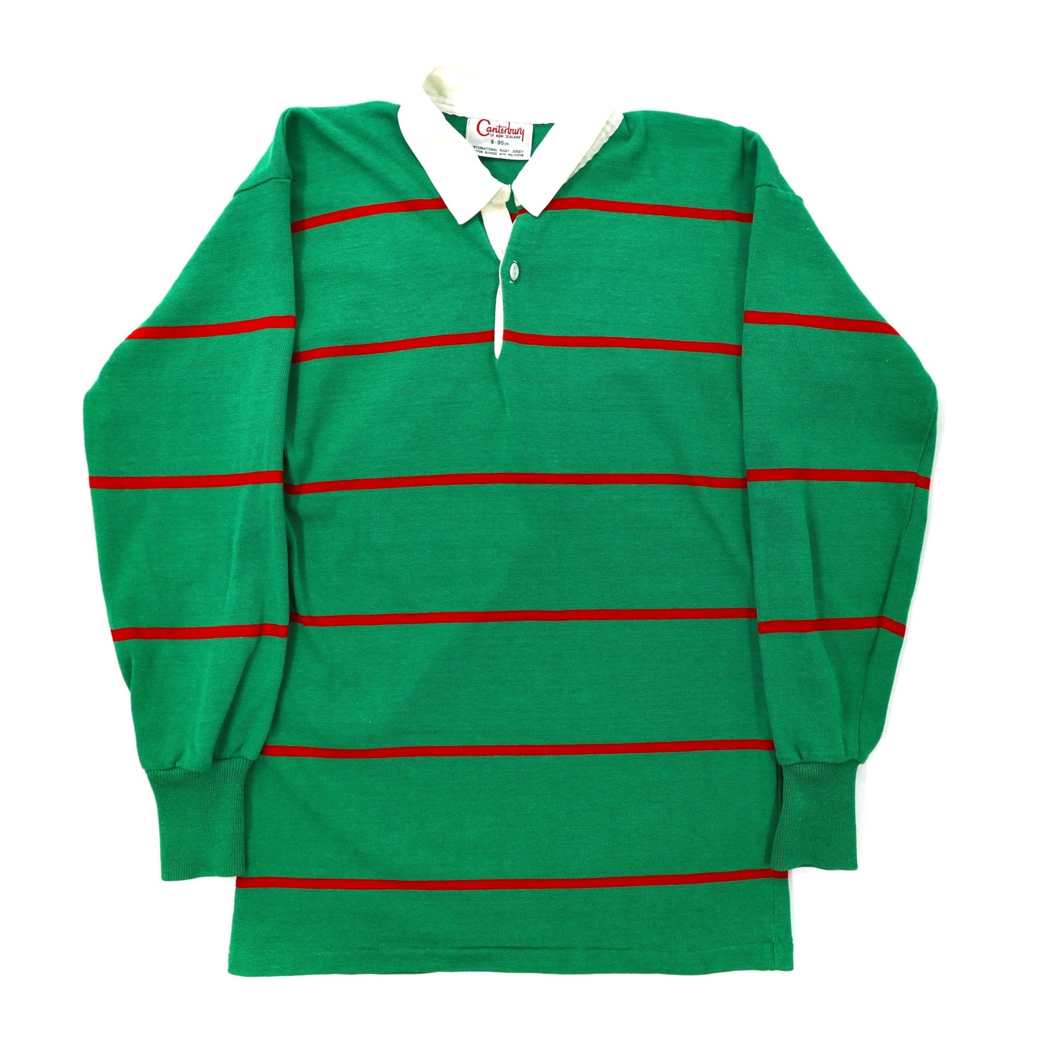 CANTERBURY RUGBY SHIRT S Green Striped Cotton 80s – 日本然リトテ