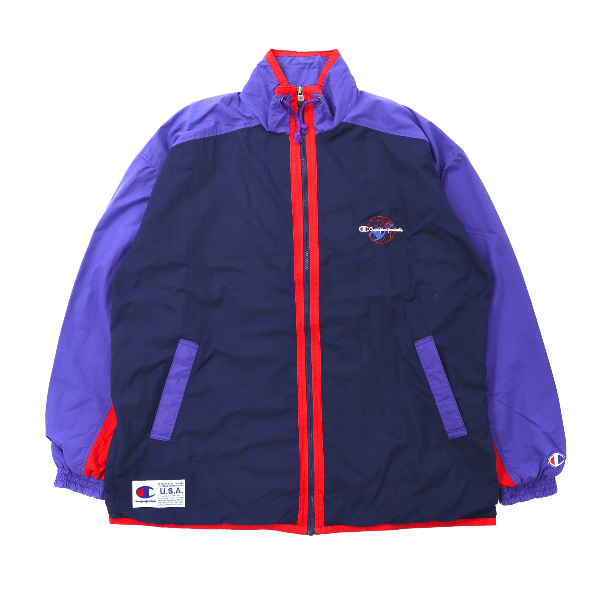 Champion Windbreaker Xo Navy Big Size Script Logo Embroidery 90s