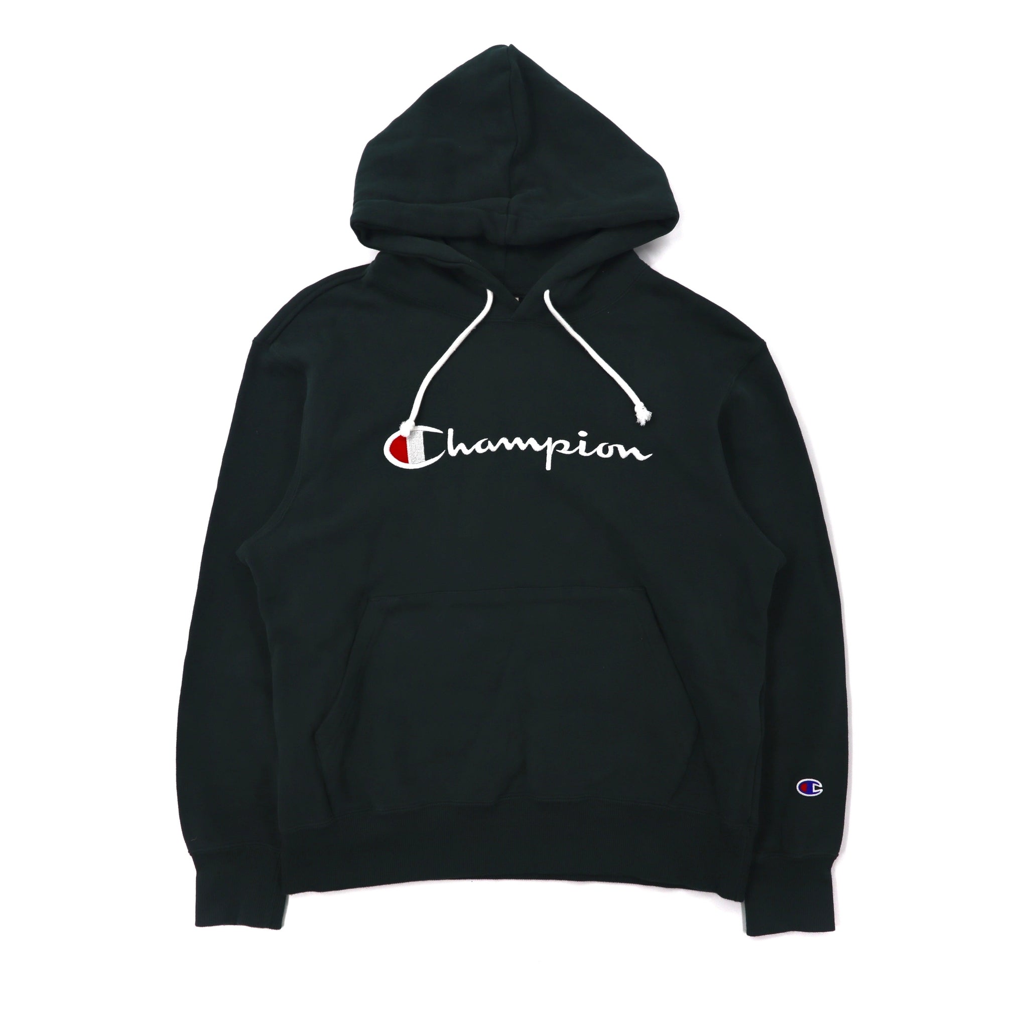 Champion スクリプトロゴスウェットパーカー L グリーン コットン ロゴ