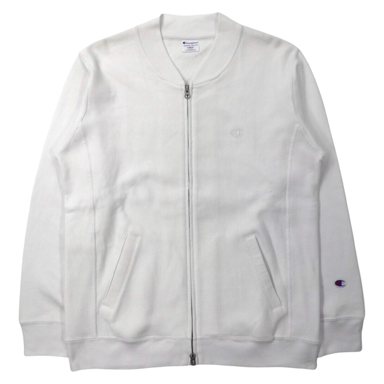 Champion Zip Sweatshirt Blouson L White Cotton Reverse Weave 