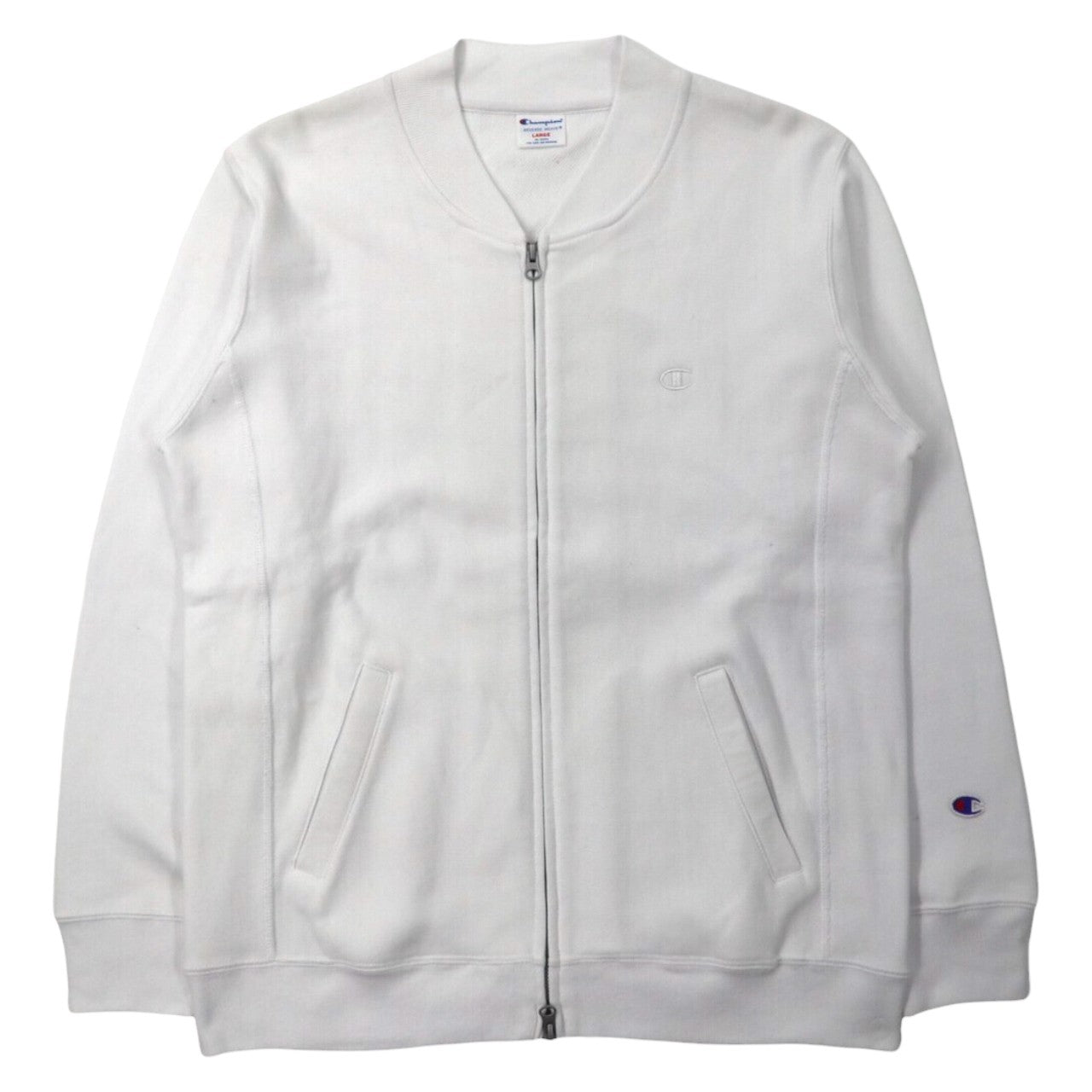 Champion Zip Sweatshirt Blouson L White Cotton Reverse Weave