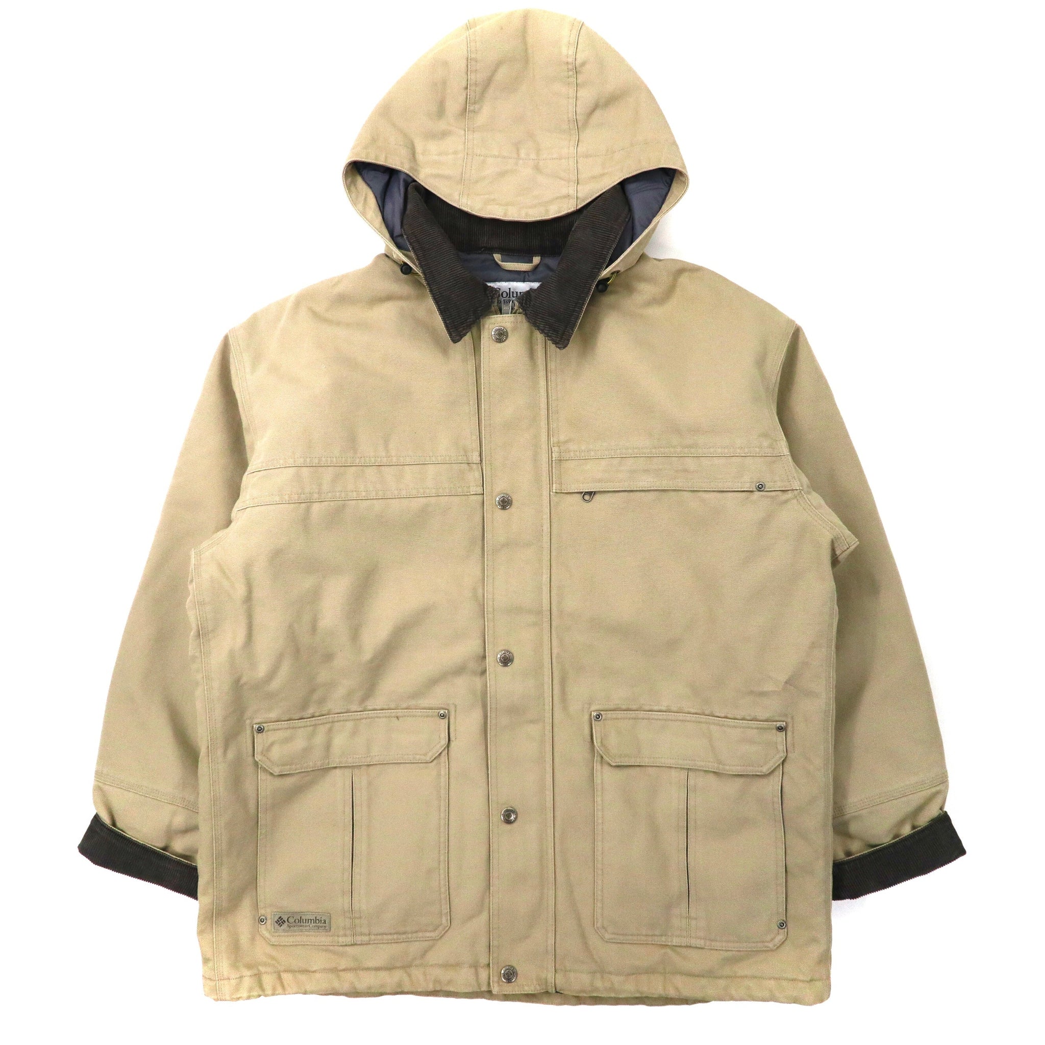 COLUMBIA Duck Puffer Jacket Hooded Work Jacket XL Beige