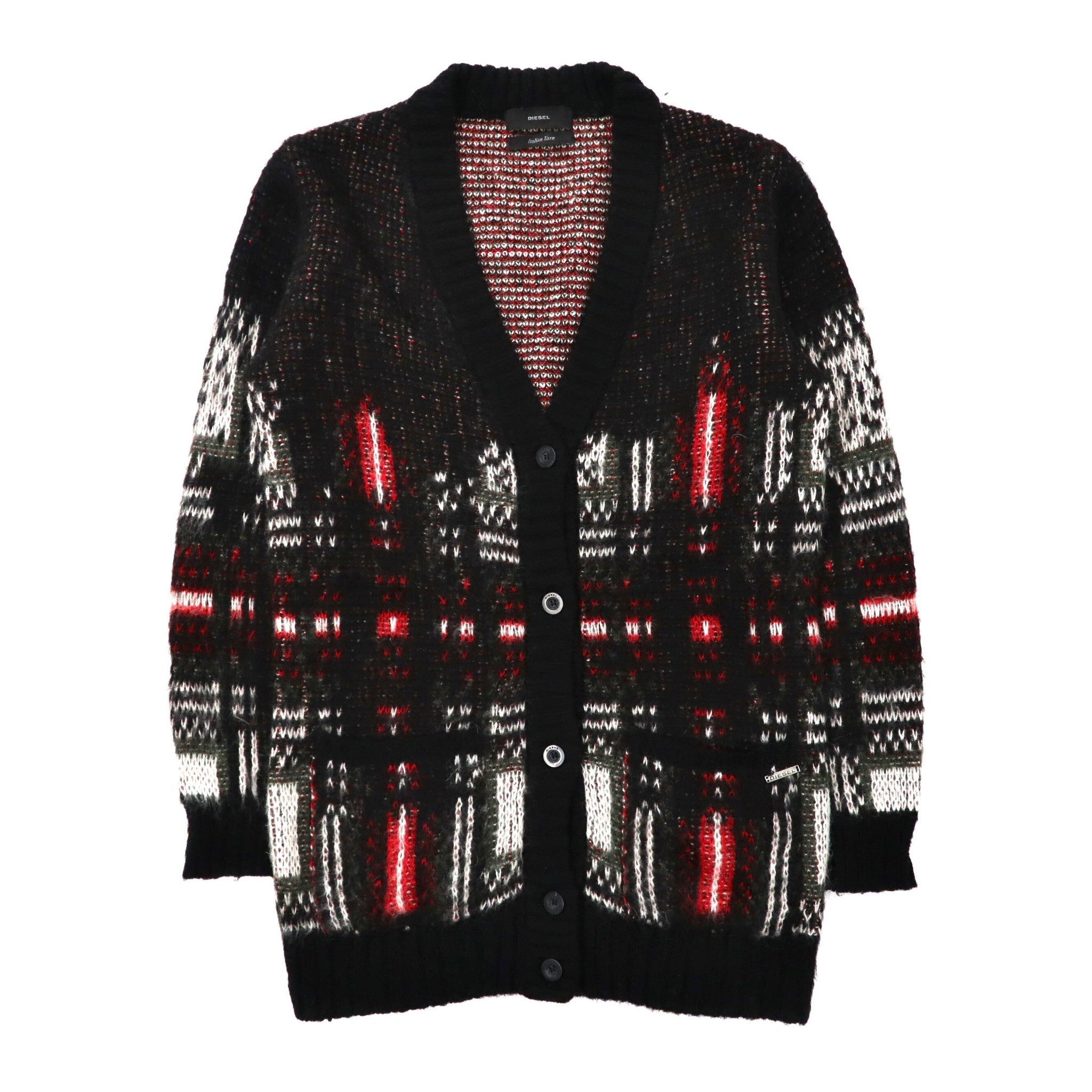 DIESEL PATTERNED Mohair knit Cardigan Free Black Wool