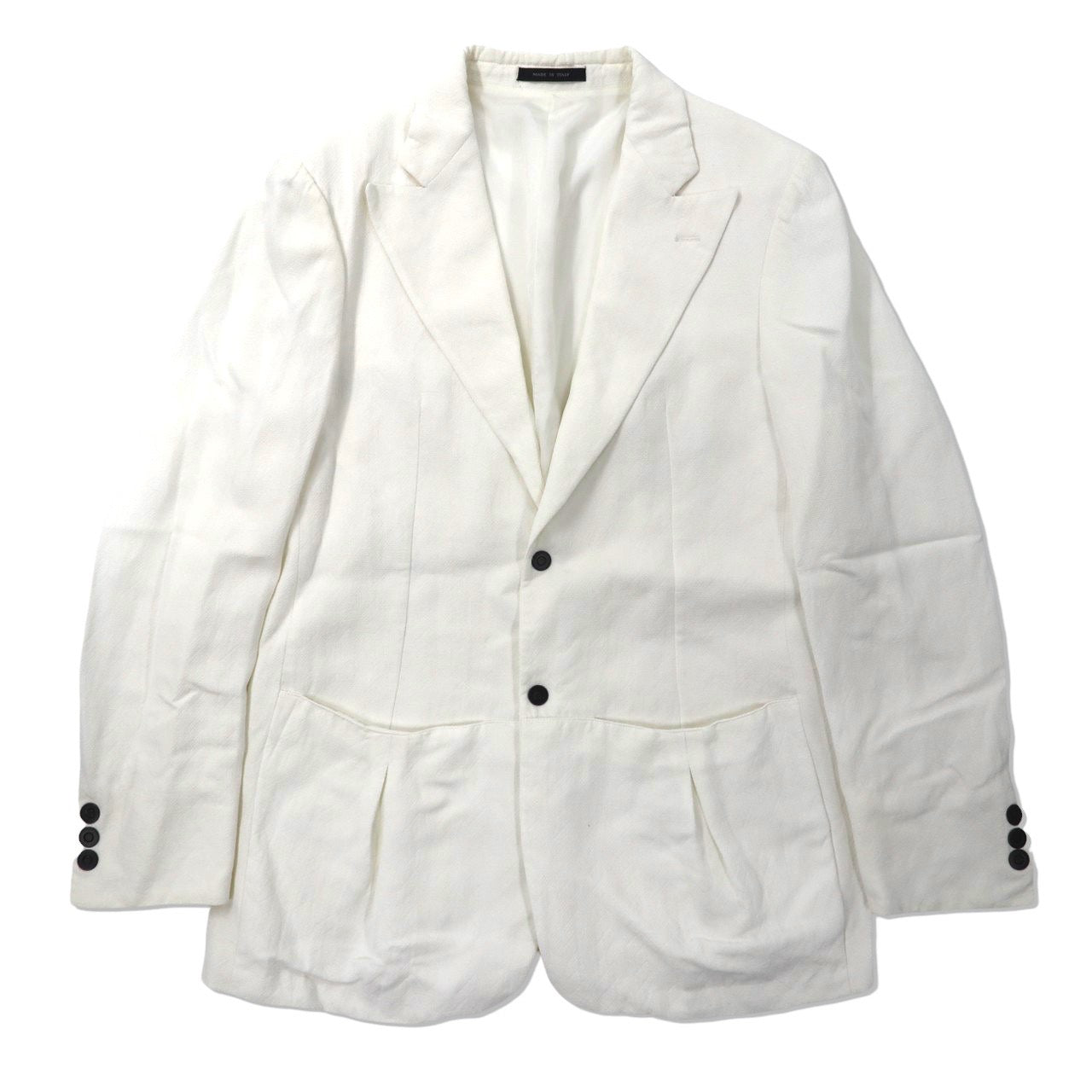 EMPOLIO ARMANI 2B Tailored Jacket 50 White Cotton Snap Button