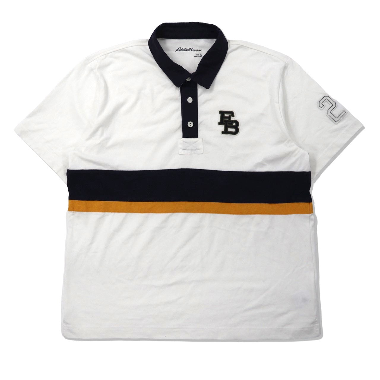 Eddie Bauer ポロシャツ XL ホワイト コットン ロゴ ナンバリング
