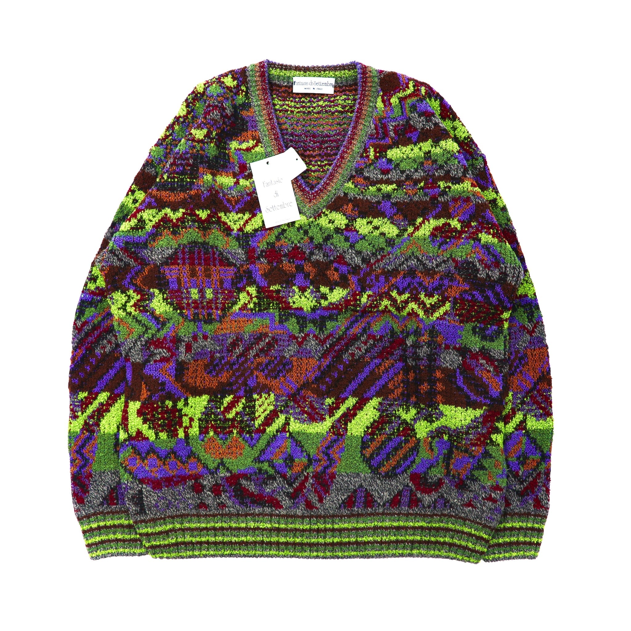 Fantasie Di SetTembre Total Pattern Knit Sweater M Multi-Color 