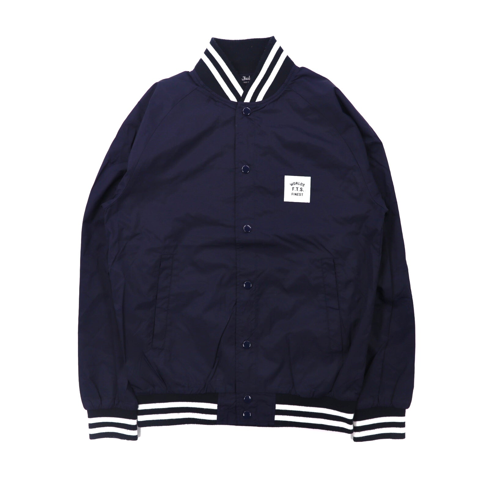 Flip the Script Varsity Jacket M Navy Nylon Buck Logo Print – 日本