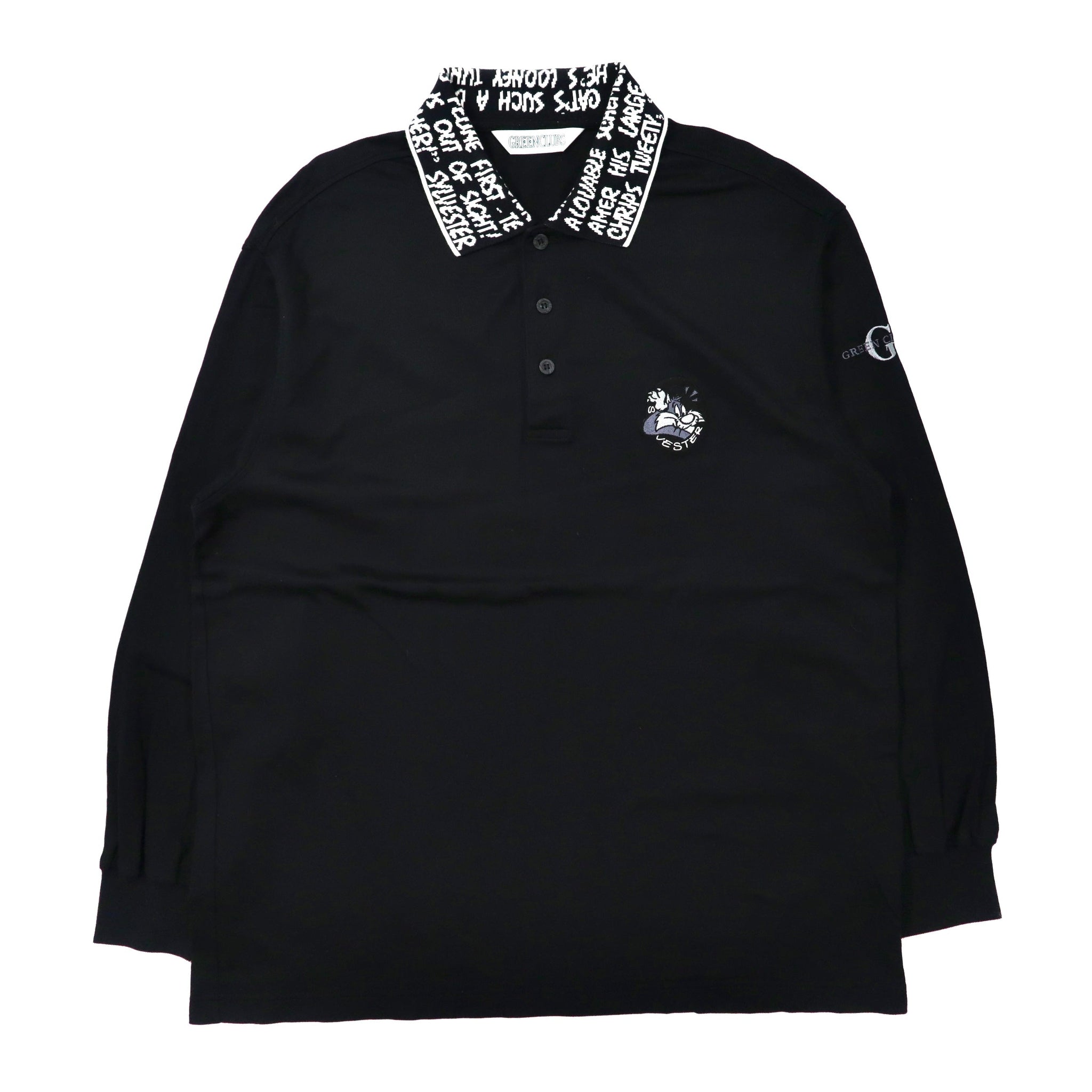 GREEN CLUBS × Warner Bros ビッグサイズ 長袖ポロシャツ 5 ブラック