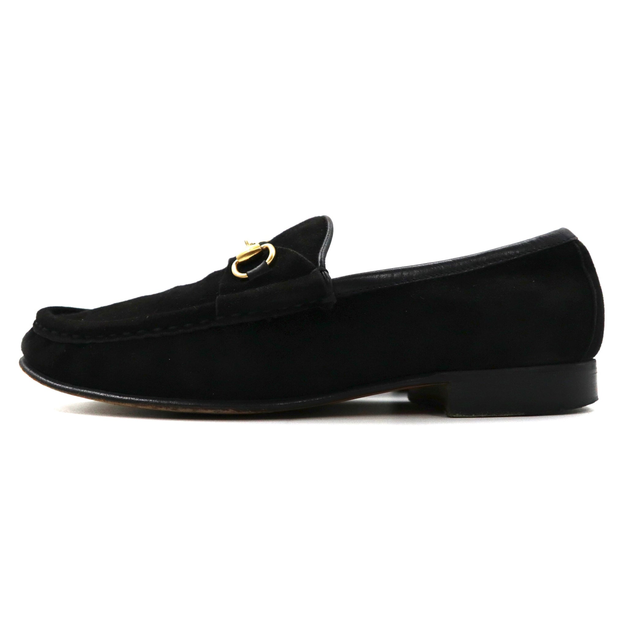 GUCCI Hose Bit LOAFERS US7 Black SUEDE Leather 100 255 1 