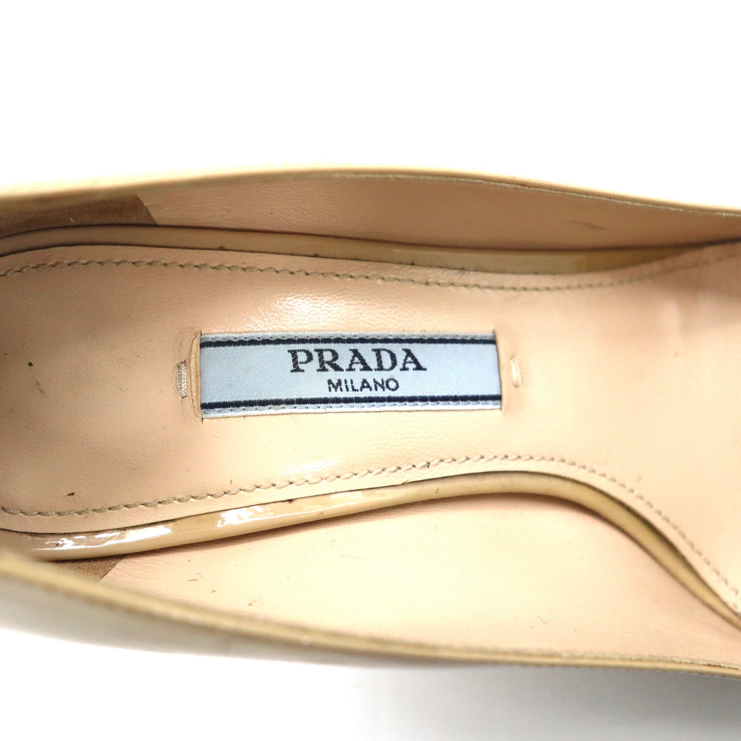 PRADA heel pumps 22cm beige enamel made in Italy