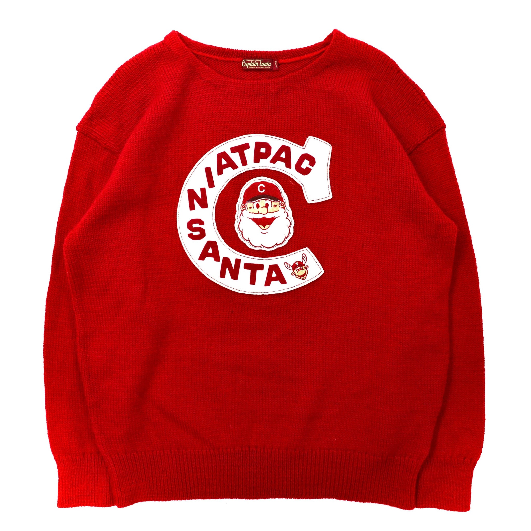 Captain Santa キャラクターニット セーター L レッド ウール 90年代