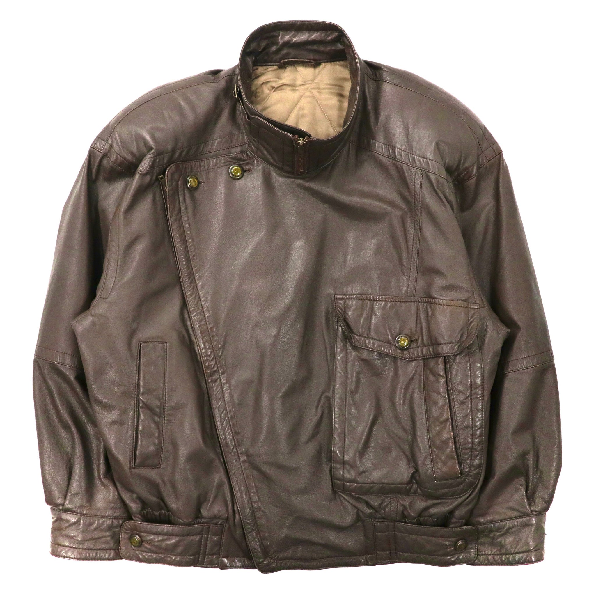 Pia Sports Leather Bomber Jacket 4 Brown Lamb Leather Leather