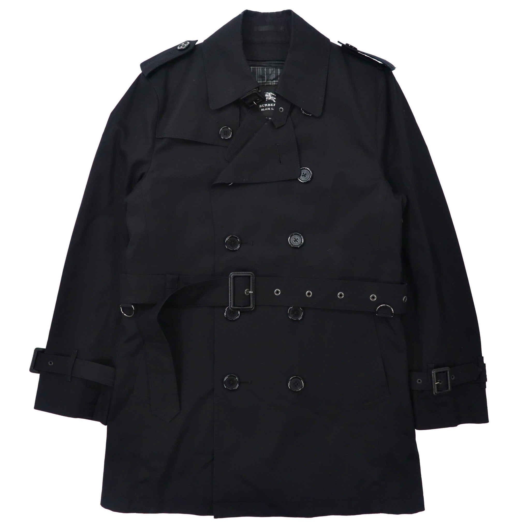 BURBERRY BLACK LABEL Coat M Black Cotton Cotton CHECKED Liner 